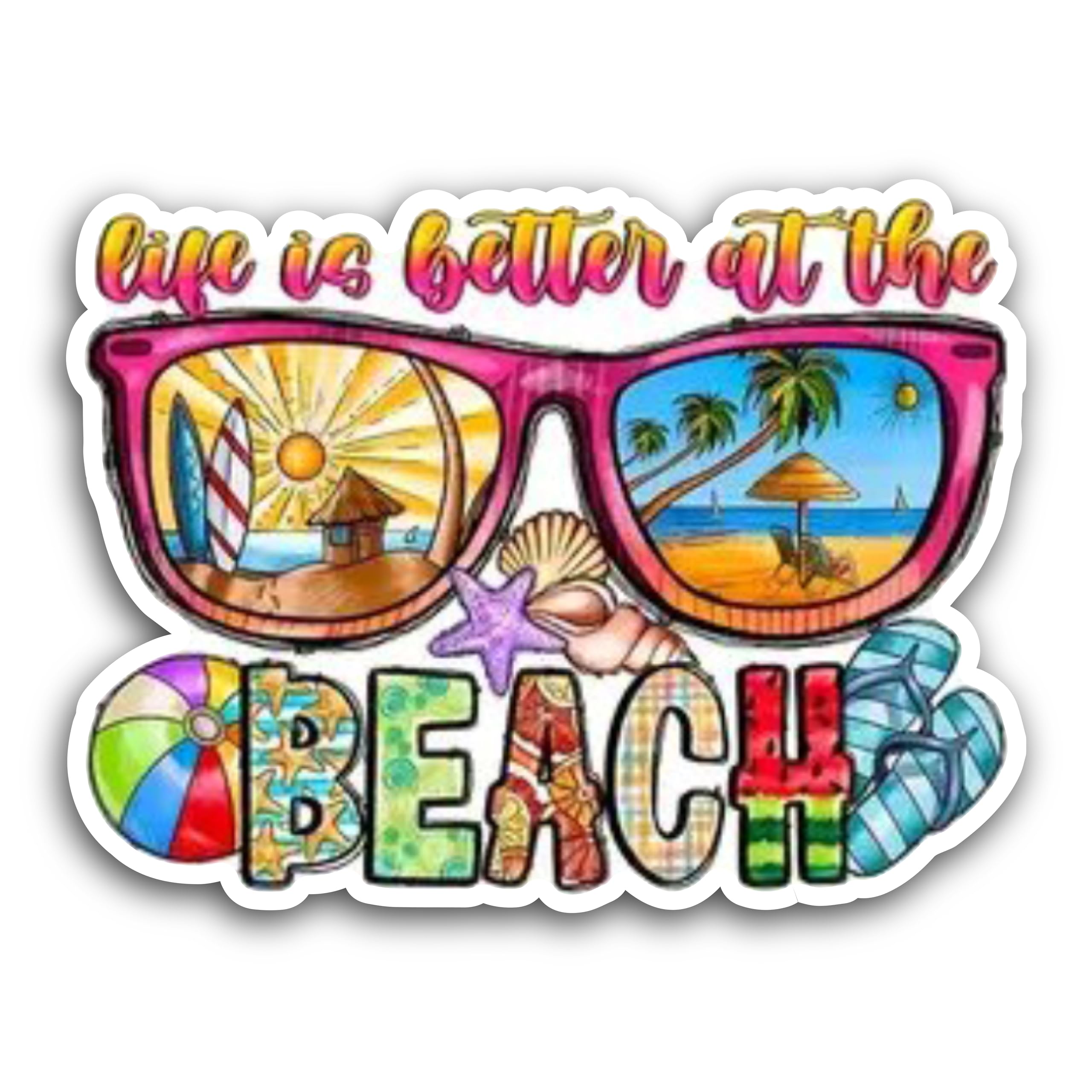 2 (Pieces) 3" and 5" Life is Better at The Beach Decal Sticker, Waterproof Vinyl Decals for Many Pur