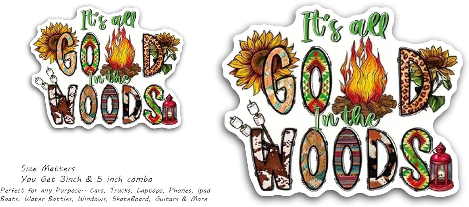 2 (Pieces) 3" and 5" Its All Good Woods Decal Sticker, Waterproof Vinyl Decals for Many Purpose Like Cars, Trucks, Laptops, Phones, Windows and More