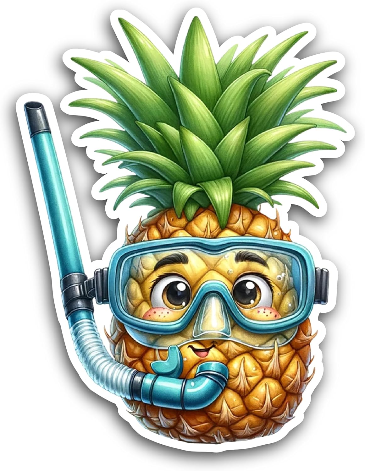 2 (Pieces) 3" and 5" Cartoon Pineapple Sticker, Waterproof Vinyl Decals for Many Purpose Like Cars, Trucks, Laptops, Phones, Windows and More