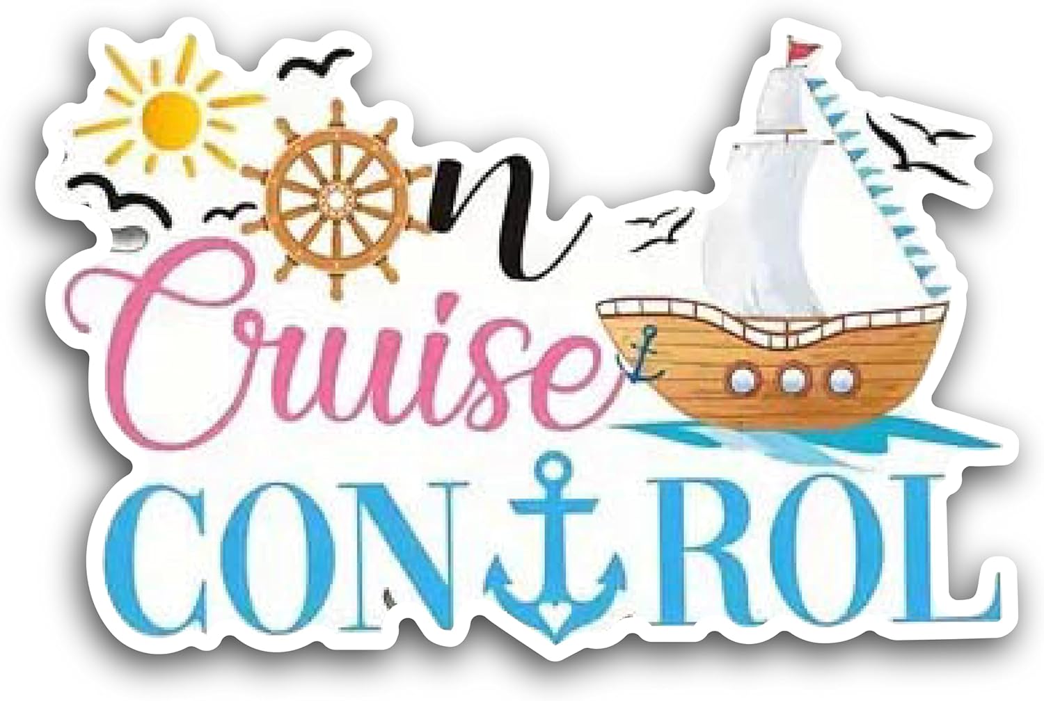 2 (Pieces) 3" and 5" On Cruise Control Decal Sticker,Waterproof Vinyl Decals for Many Purpose Like Cars, Trucks, Laptops, Phones, Windows and More