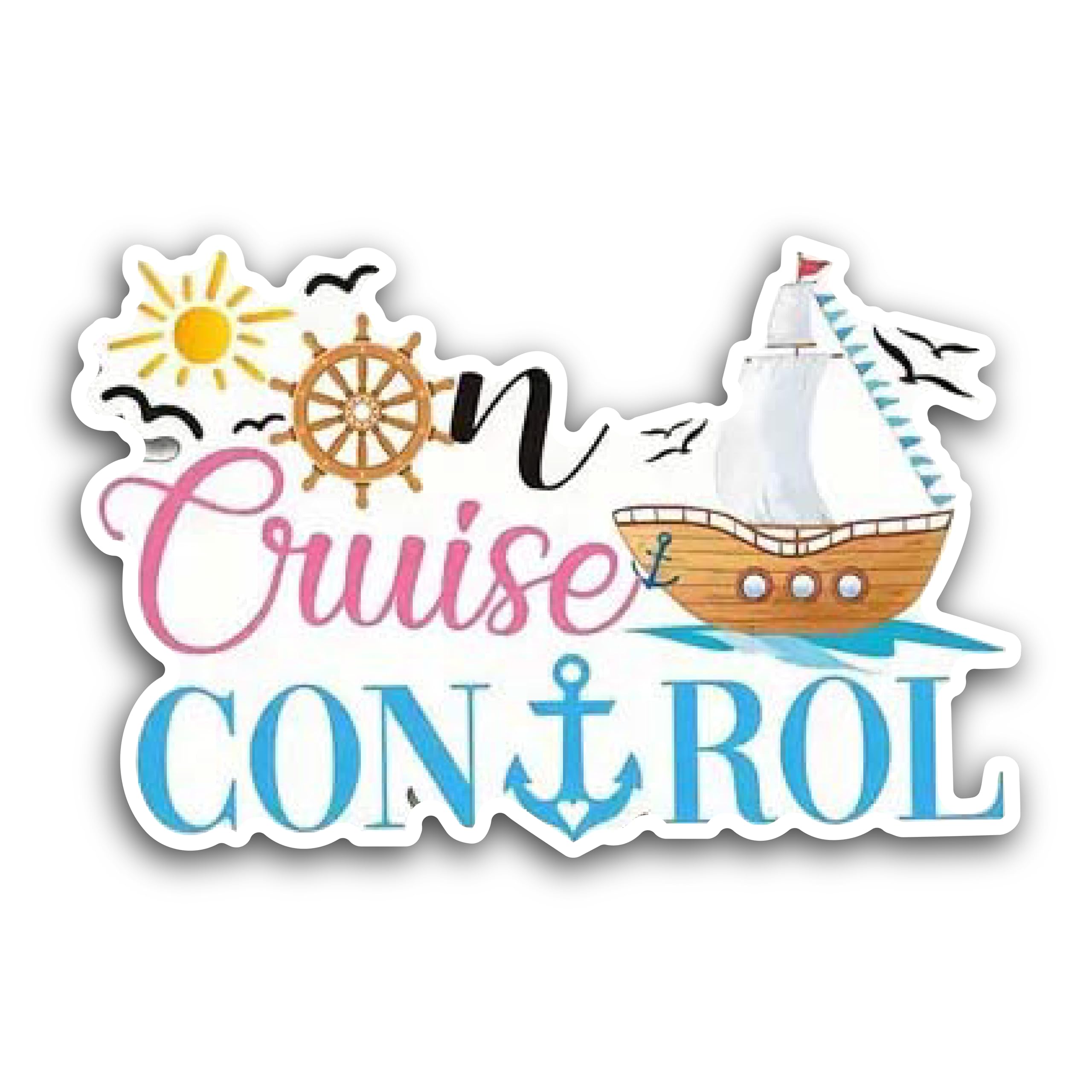 2 (Pieces) 3" and 5" On Cruise Control Decal Sticker,Waterproof Vinyl Decals for Many Purpose Like C