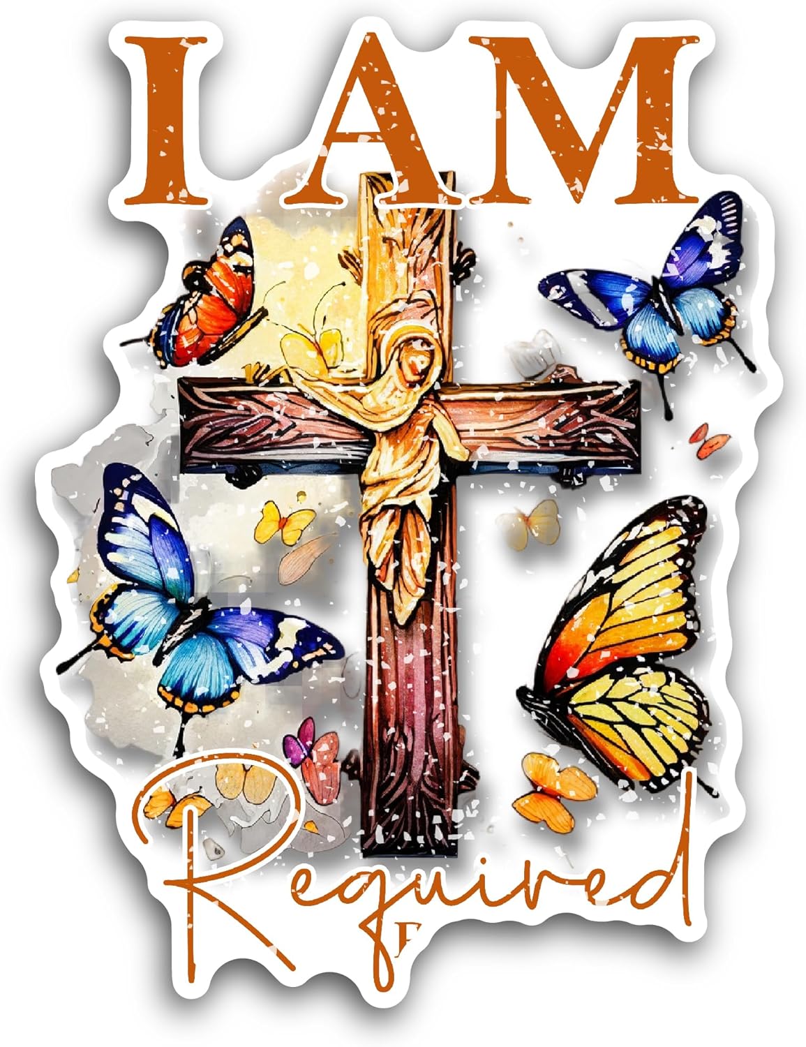 2 (Pieces) 3" and 5" I Am Text with Cross Sticker, Waterproof Vinyl Decals for Many Purpose Like Cars, Trucks, Laptops, Phones, Windows and More