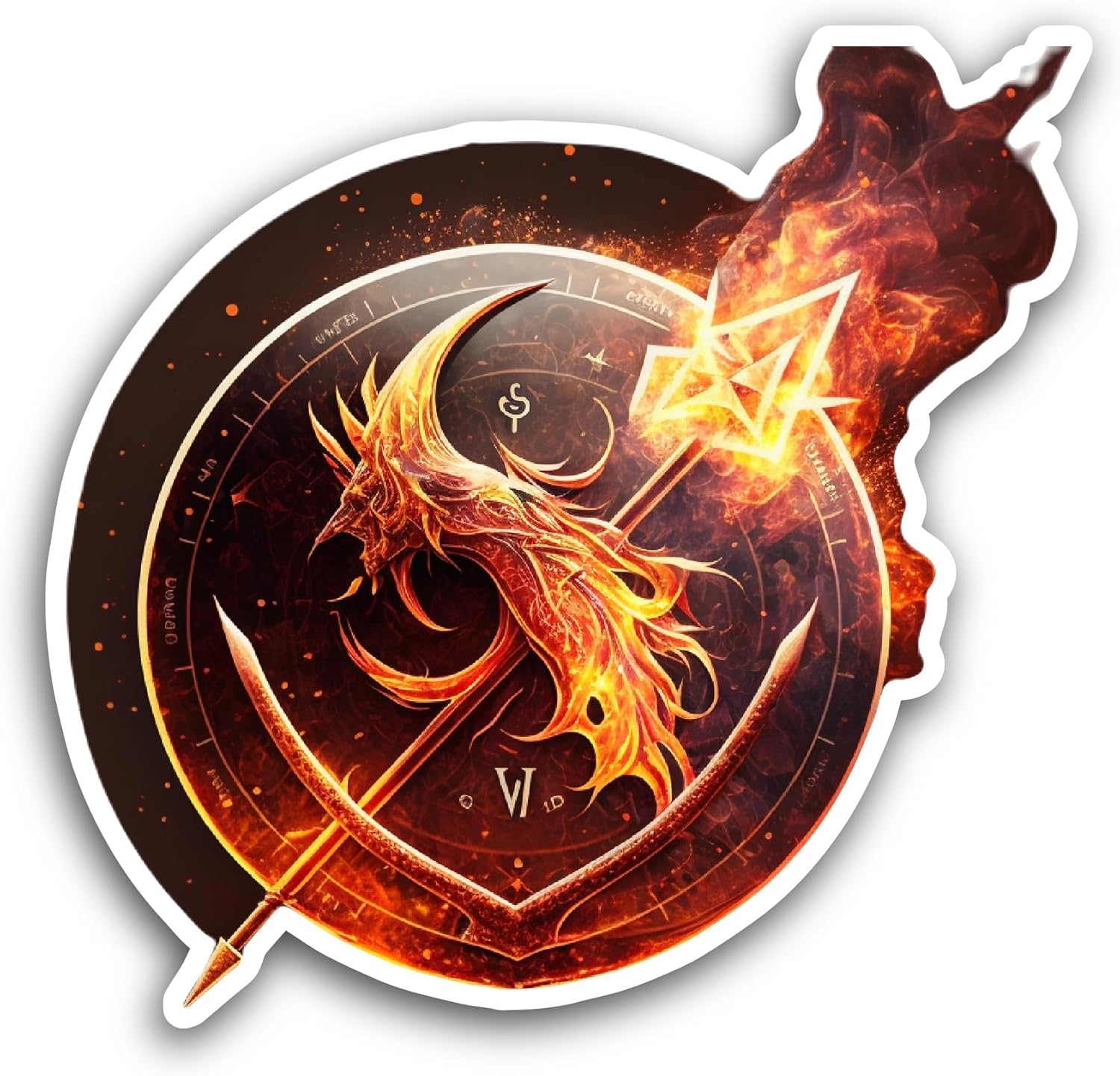2 (Pieces) 3" and 5" Fire Dragon Sticker, Waterproof Vinyl Decals for Many Purpose Like Cars, Trucks, Laptops, Phones, Windows and More