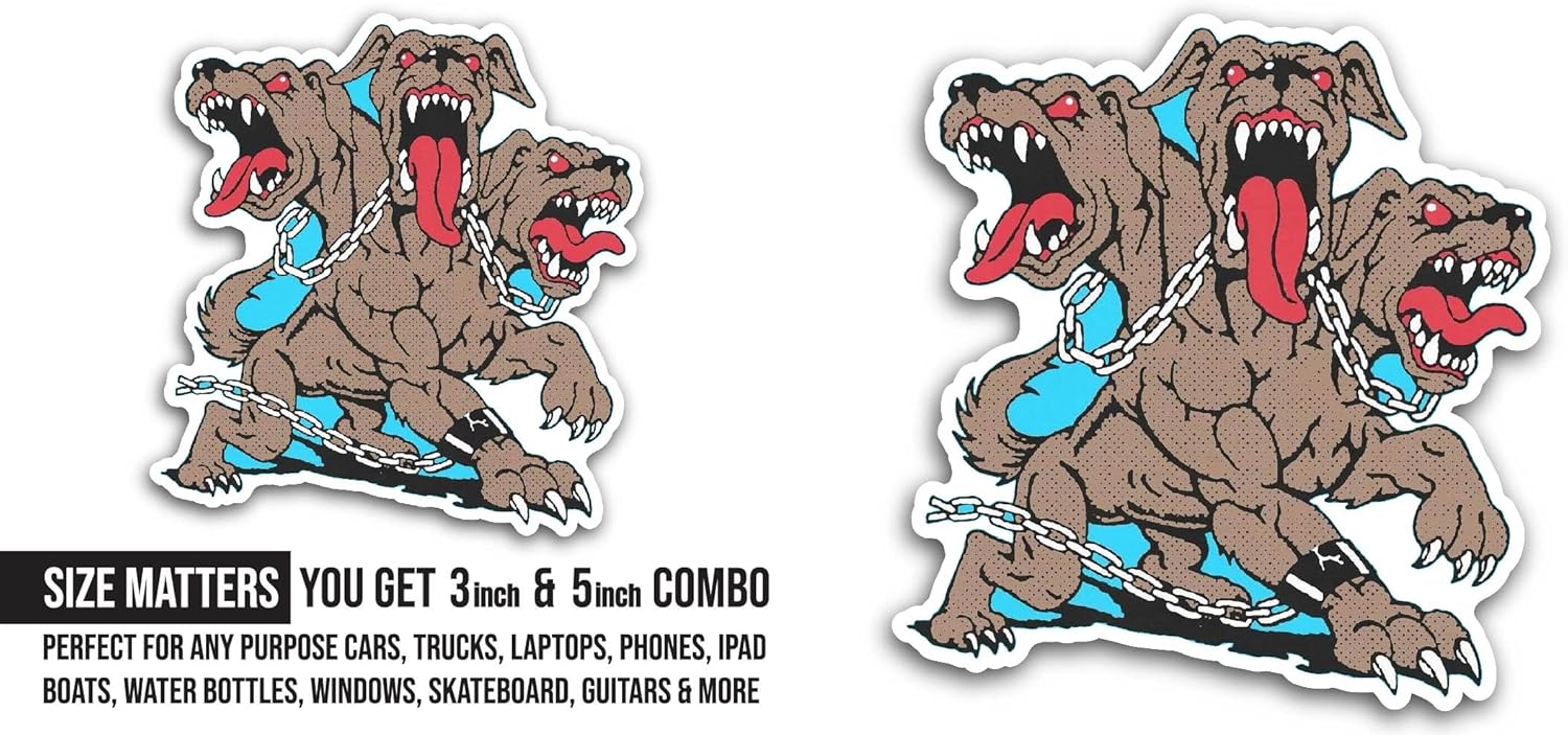 2 (Pieces) 3" and 5" Muscular Dogs Sticker, Waterproof Vinyl Decals for Many Purpose Like Cars, Trucks, Laptops, Phones, Windows and More