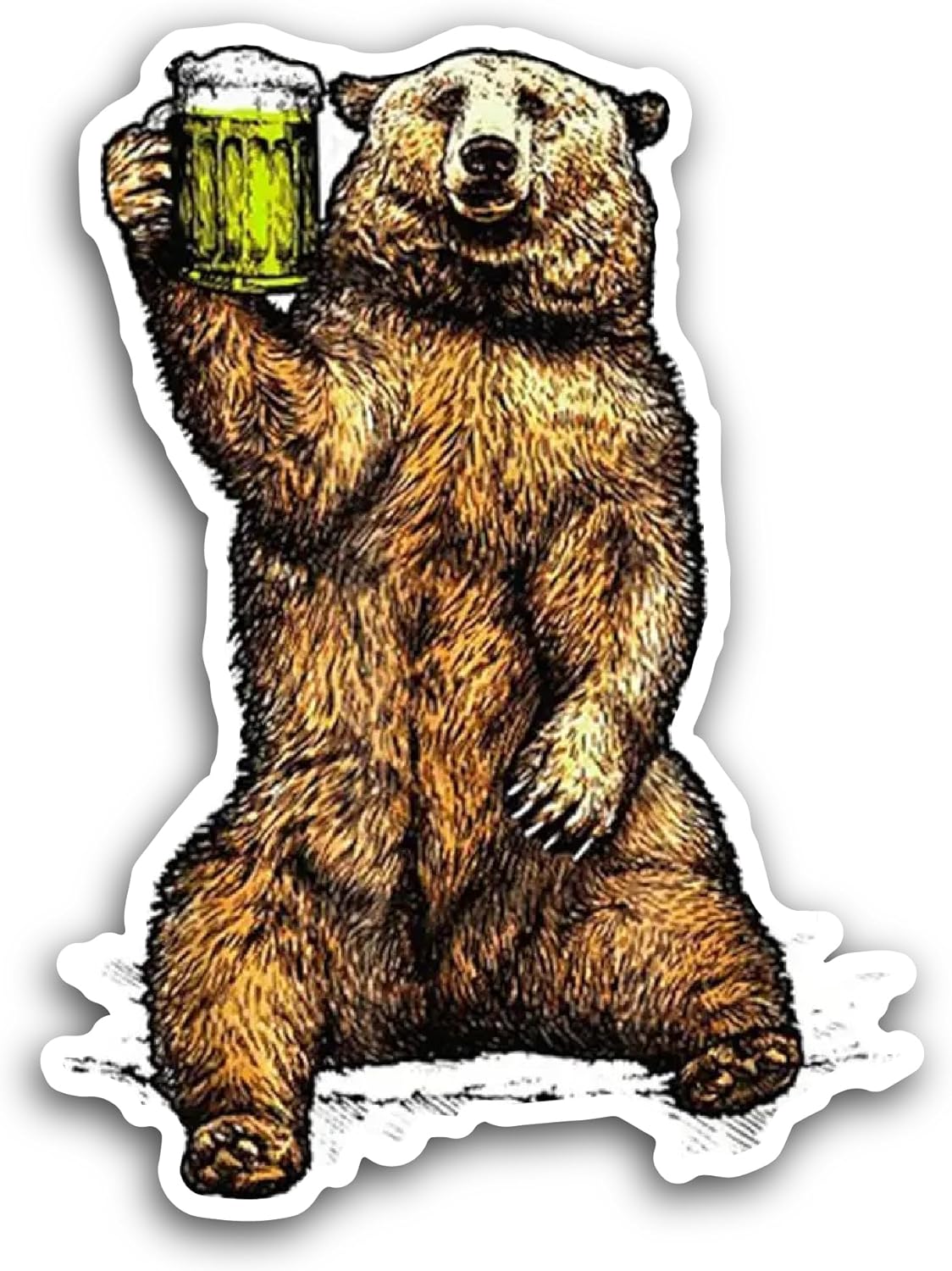2 (Pieces) 3" and 5" Bear Drinking Beer Sticker, Waterproof Vinyl Decals for Many Purpose Like Cars, Trucks, Laptops, Phones, Windows and More