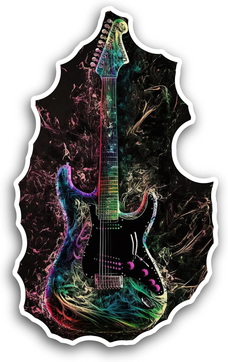 2 (Pieces) 3" and 5" Electric Guitar Sticker, Waterproof Vinyl Decals for Many Purpose Like Cars, Trucks, Laptops, Phones, Windows and More