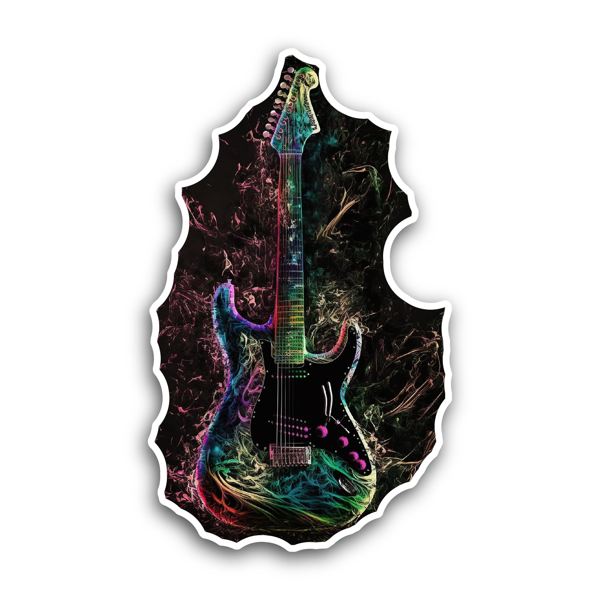 2 (Pieces) 3" and 5" Electric Guitar Sticker, Waterproof Vinyl Decals for Many Purpose Like Cars, Tr