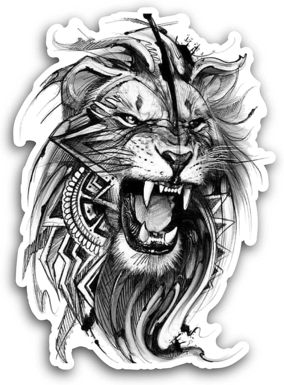 2 (Pieces) 3" and 5" Angry Lion Sticker, Waterproof Vinyl Decals for Many Purpose Like Cars, Trucks, Laptops, Phones, Windows and More