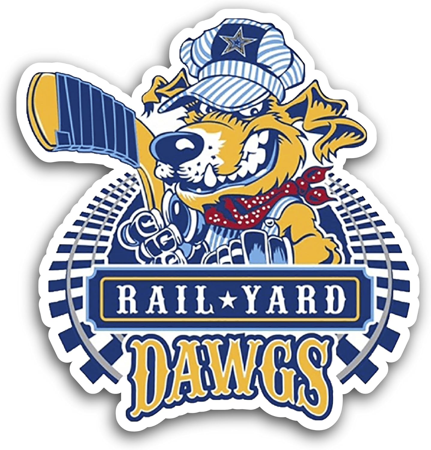 2 (Pieces) 3" and 5" Roan0ke Rail Yard Dawgs Sticker, Waterproof Vinyl Decals for Many Purpose Like Cars, Trucks, Laptops, Phones, Windows and More