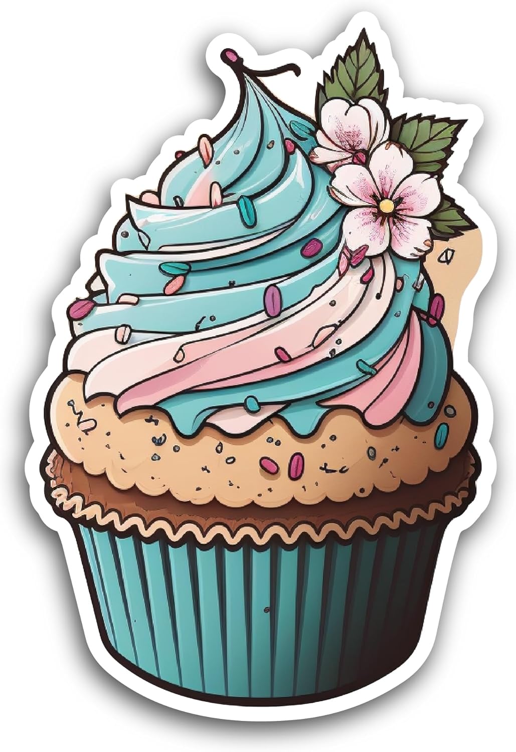 2 (Pieces) 3" and 5" Colorful Cupcake Sticker, Waterproof Vinyl Decals for Many Purpose Like Cars, Trucks, Laptops, Phones, Windows and More
