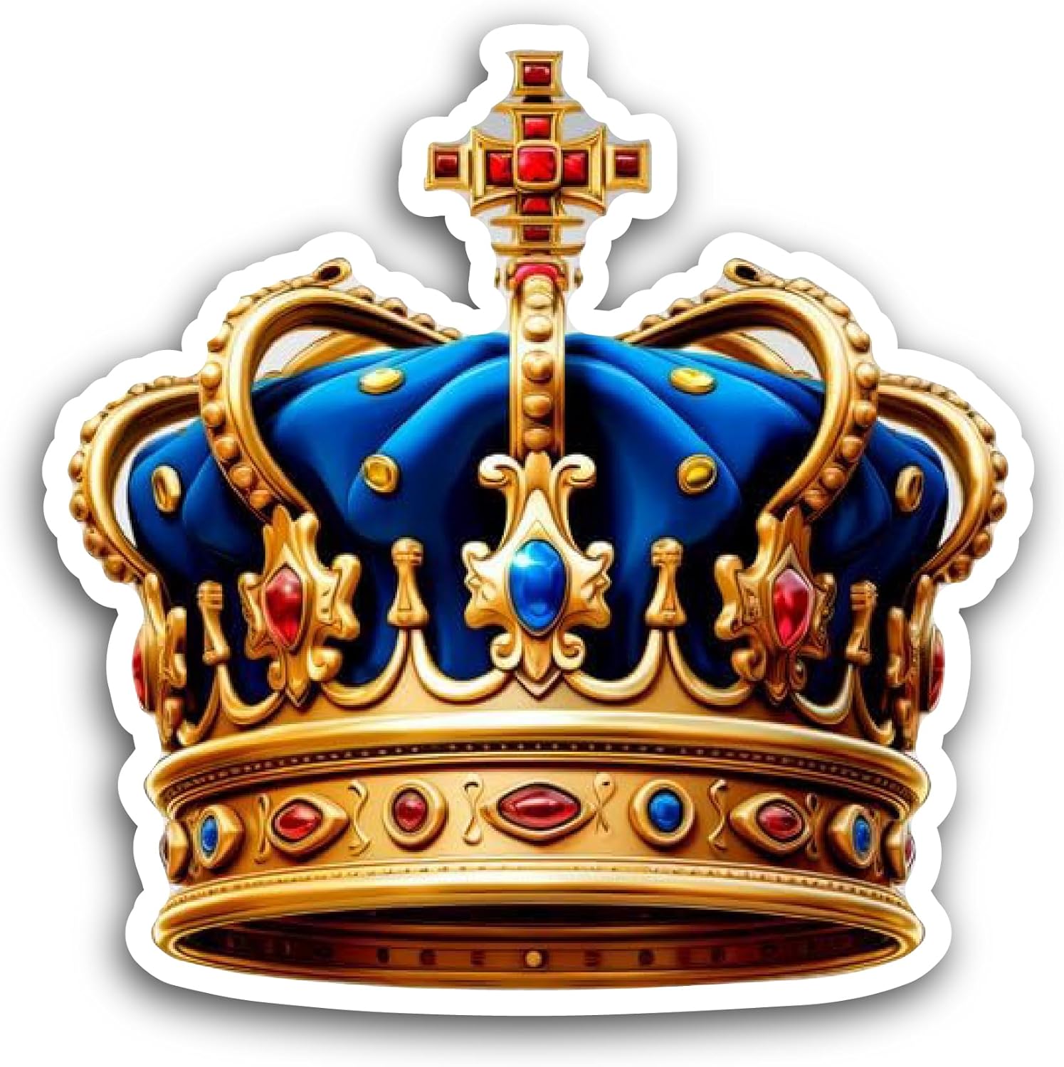 2 (Pieces) 3" and 5" Blue Crown Sticker, Waterproof Vinyl Decals for Many Purpose Like Cars, Trucks, Laptops, Phones, Windows and More