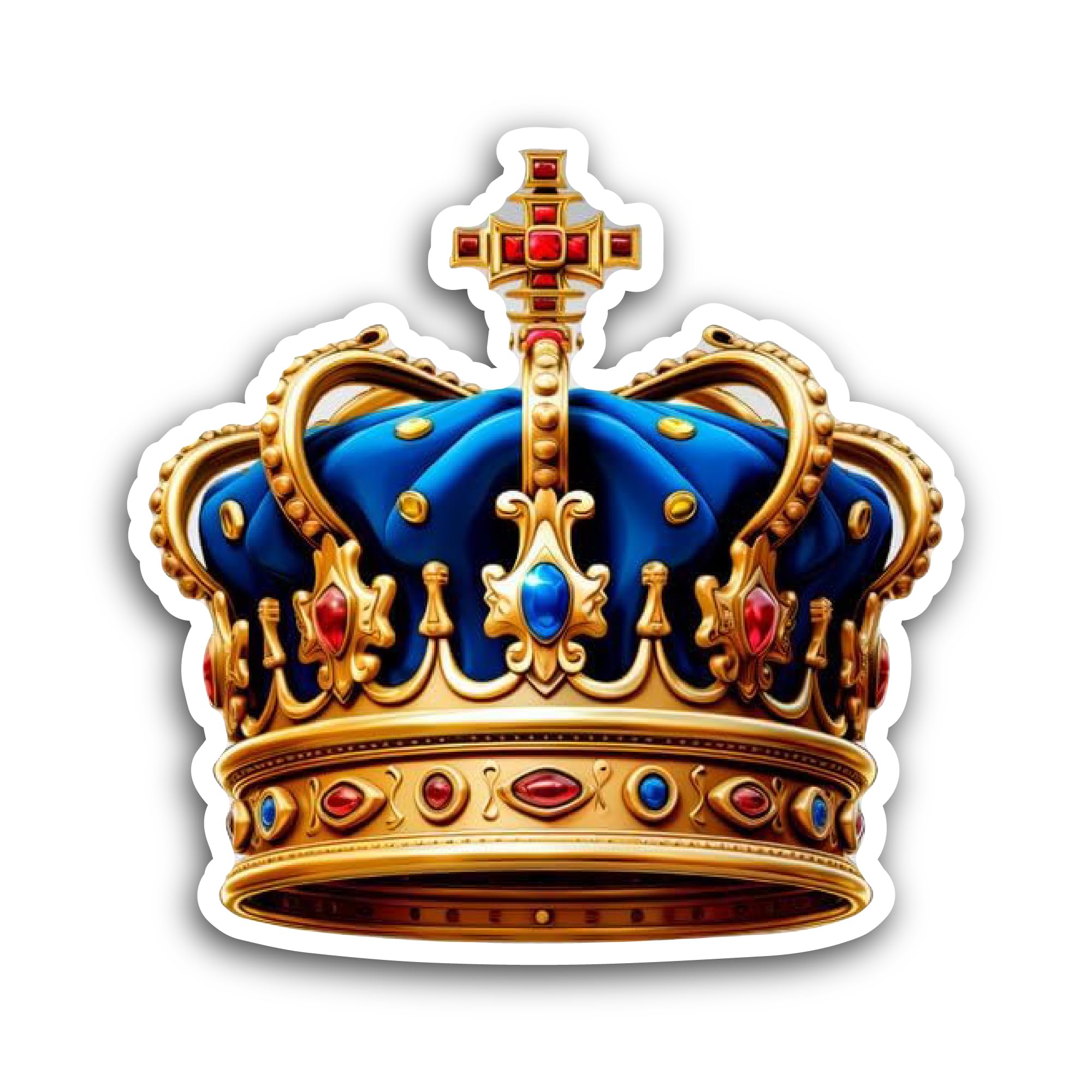 2 (Pieces) 3" and 5" Blue Crown Sticker, Waterproof Vinyl Decals for Many Purpose Like Cars, Trucks,