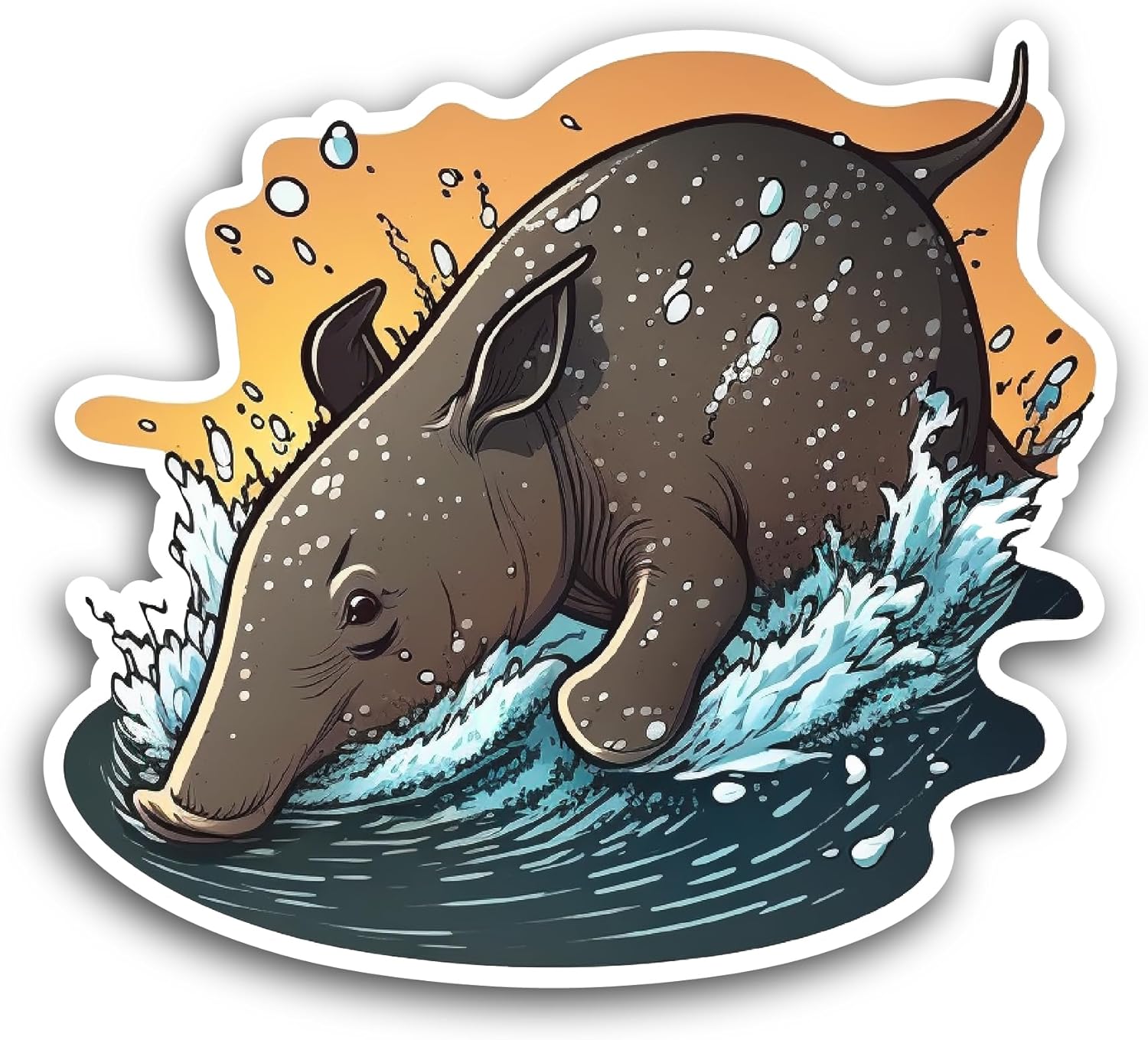 2 (Pieces) 3" and 5" Rhino Drinking Water Sticker, Waterproof Vinyl Decals for Many Purpose Like Cars, Trucks, Laptops, Phones, Windows and More