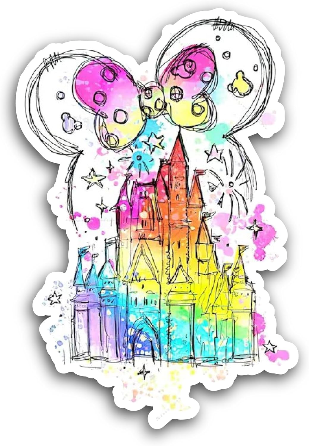 2 (Pieces) 3" and 5" Rainbow Color Castle Sticker, Waterproof Vinyl Decals for Many Purpose Like Cars, Trucks, Laptops, Phones, Windows and More