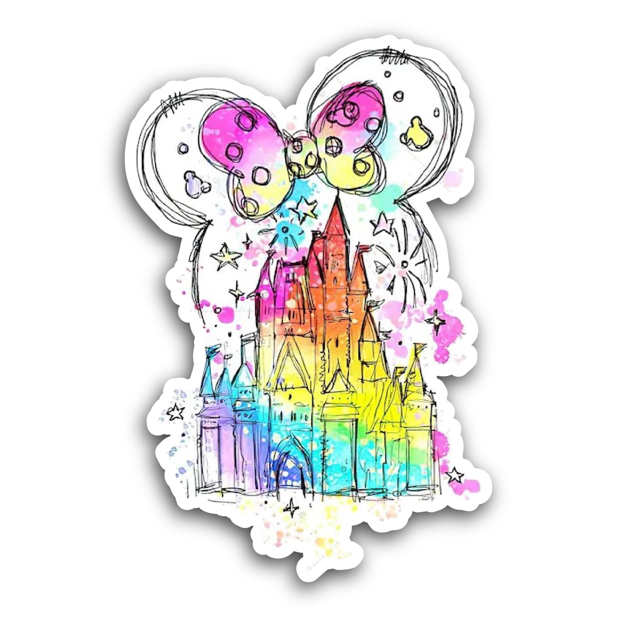 2 (Pieces) 3" and 5" Rainbow Color Castle Sticker, Waterproof Vinyl Decals for Many Purpose Like Car