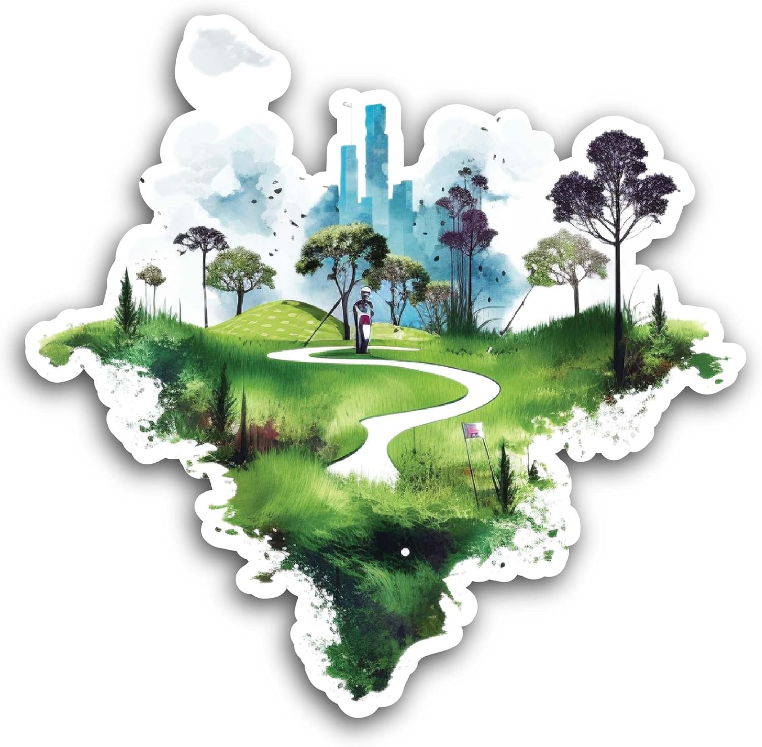 2 (Pieces) 3" and 5" Green City Sticker, Waterproof Vinyl Decals for Many Purpose Like Cars, Trucks, Laptops, Phones, Windows and More