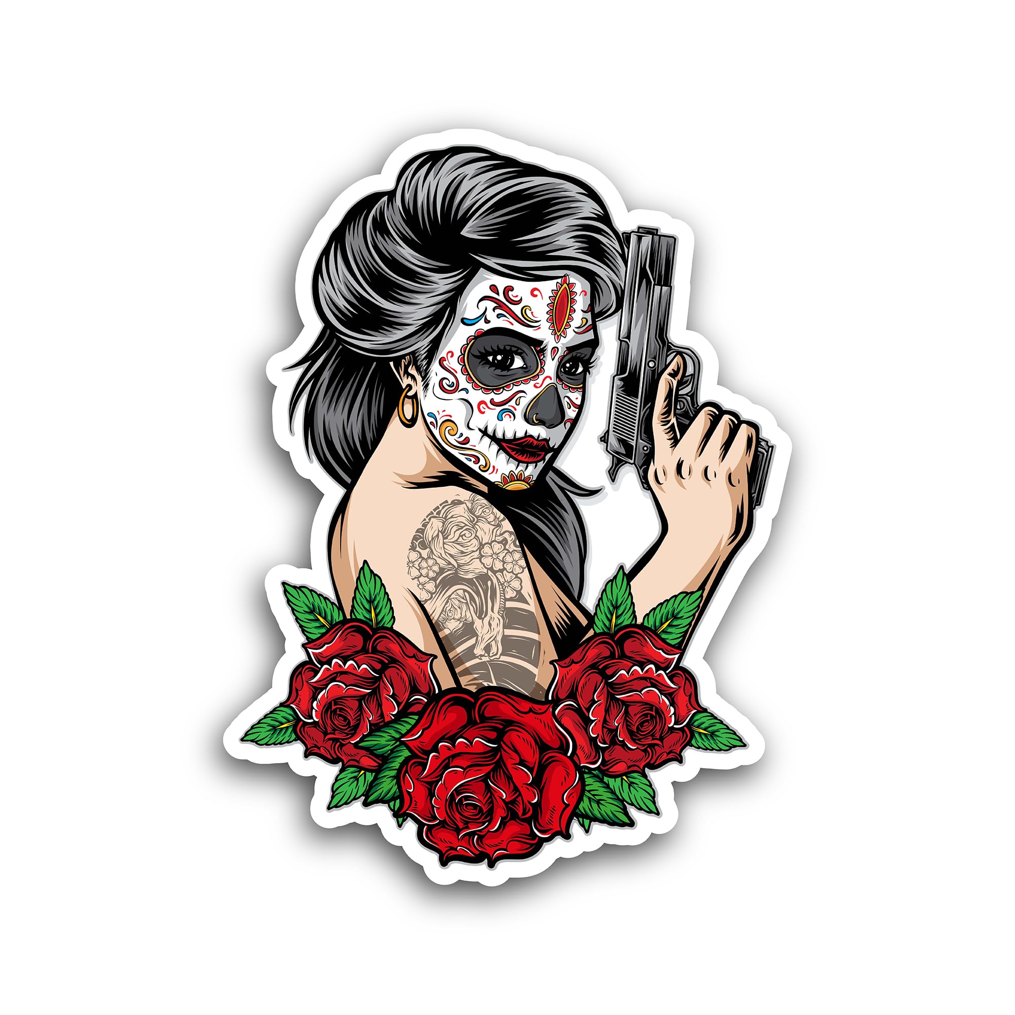 2 (Pieces) 3" and 5" Rock Skull Sticker, Waterproof Vinyl Decals for Many Purpose Like Cars, Trucks,