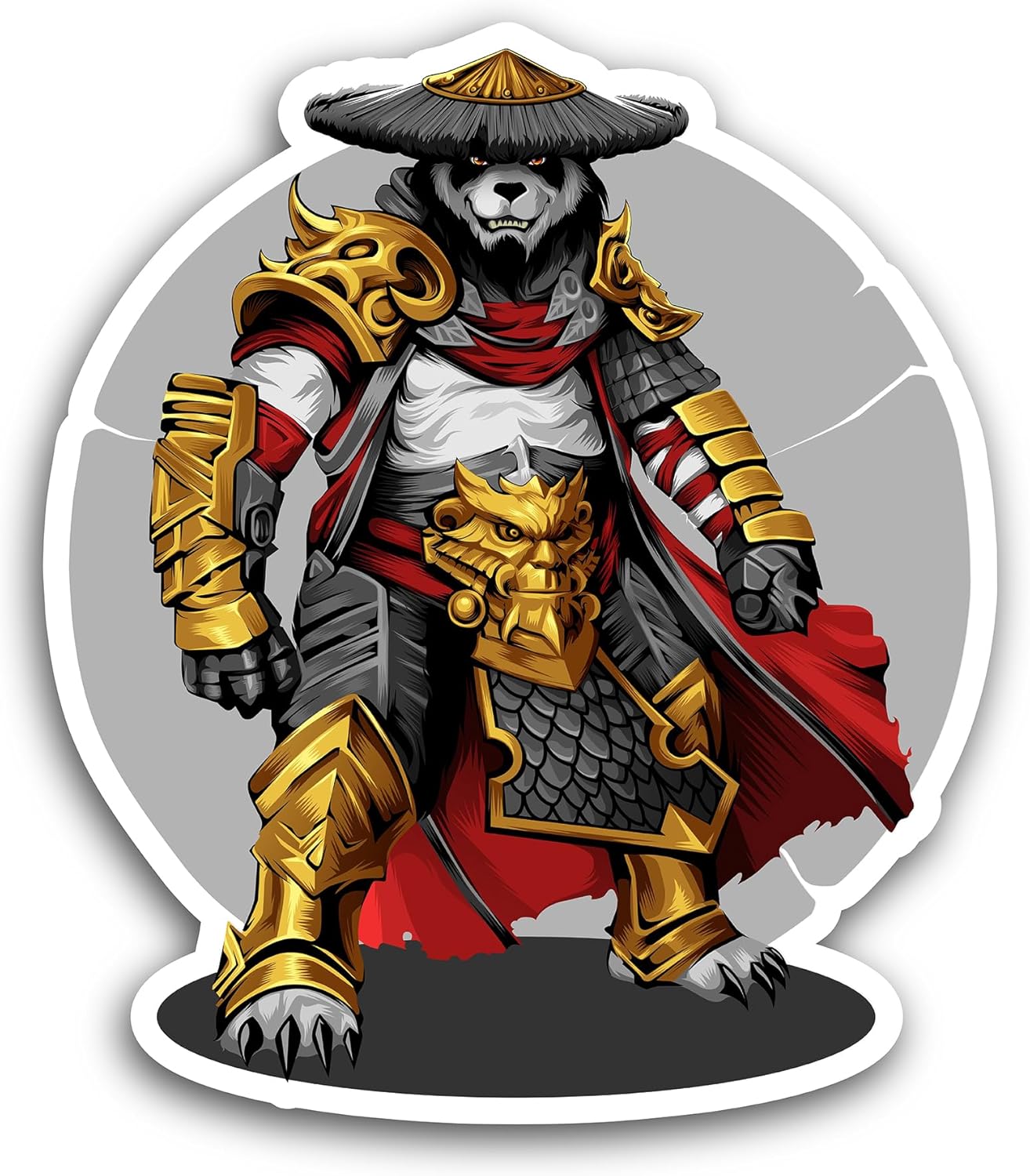 2 (Pieces) 3" and 5" Panda Warrior Sticker, Waterproof Vinyl Decals for Many Purpose Like Cars, Trucks, Laptops, Phones, Windows and More