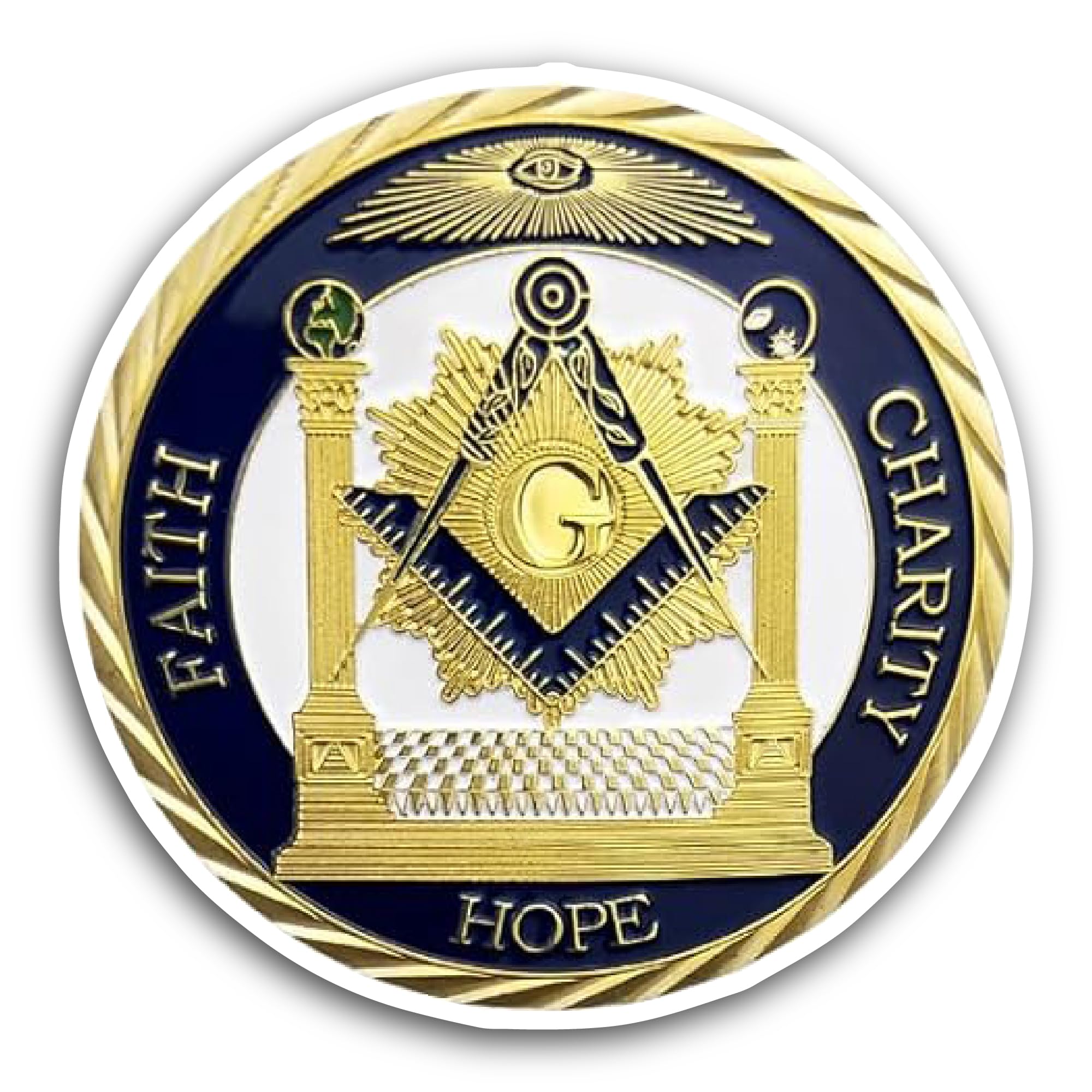 2 (Pieces) 3" and 5" Gold Plated Coin with Charity Text Sticker, Waterproof Vinyl Decals for Many Pu