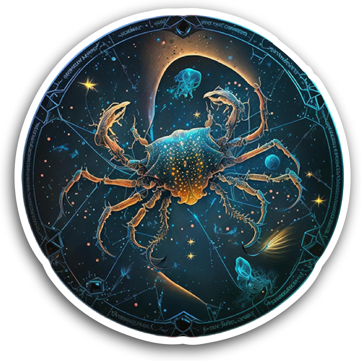 2 (Pieces) 3" and 5" Zodiac Sign of Cancer Sticker, Waterproof Vinyl Decals for Many Purpose Like Cars, Trucks, Laptops, Phones, Windows and More