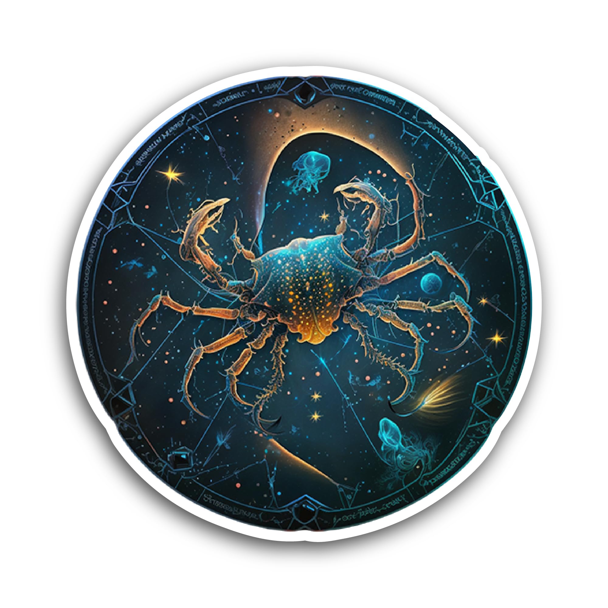 2 (Pieces) 3" and 5" Zodiac Sign of Cancer Sticker, Waterproof Vinyl Decals for Many Purpose Like Ca