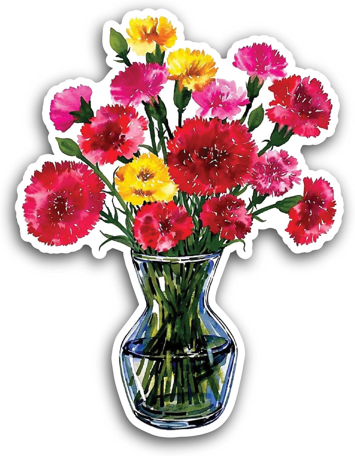 2 (Pieces) 3" and 5" Bouquet of Carnation Sticker, Waterproof Vinyl Decals for Many Purpose Like Cars, Trucks, Laptops, Phones, Windows and More