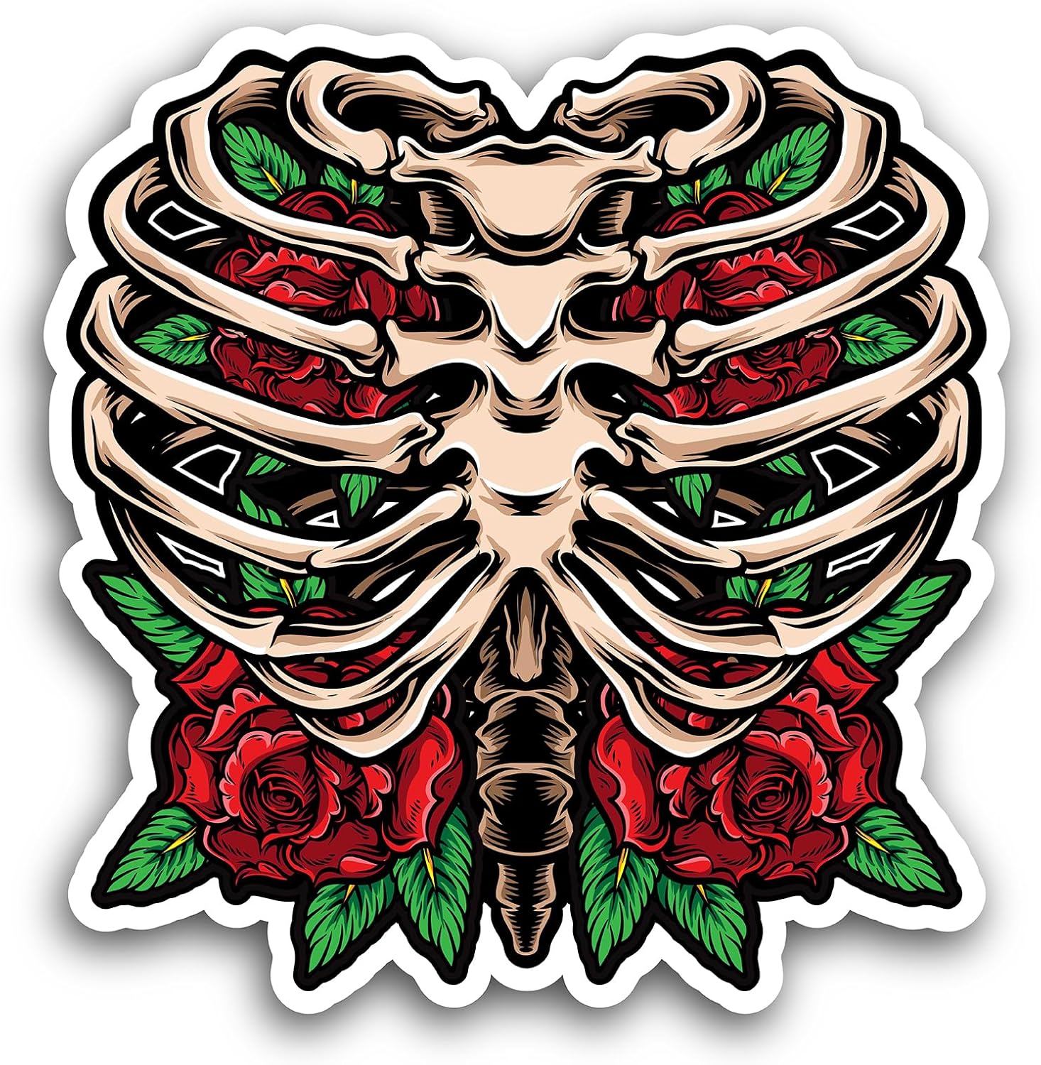 2 (Pieces) 3" and 5" Rose Skeleton Decorative Sticker, Waterproof Vinyl Decals for Many Purpose Like Cars, Trucks, Laptops, Phones, Windows and More