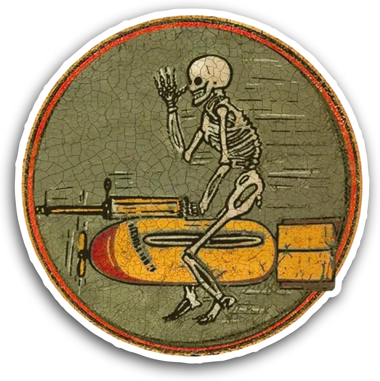 2 (Pieces) 3" and 5" Mechanical Skeleton Sticker, Waterproof Vinyl Decals for Many Purpose Like Cars, Trucks, Laptops, Phones, Windows and More