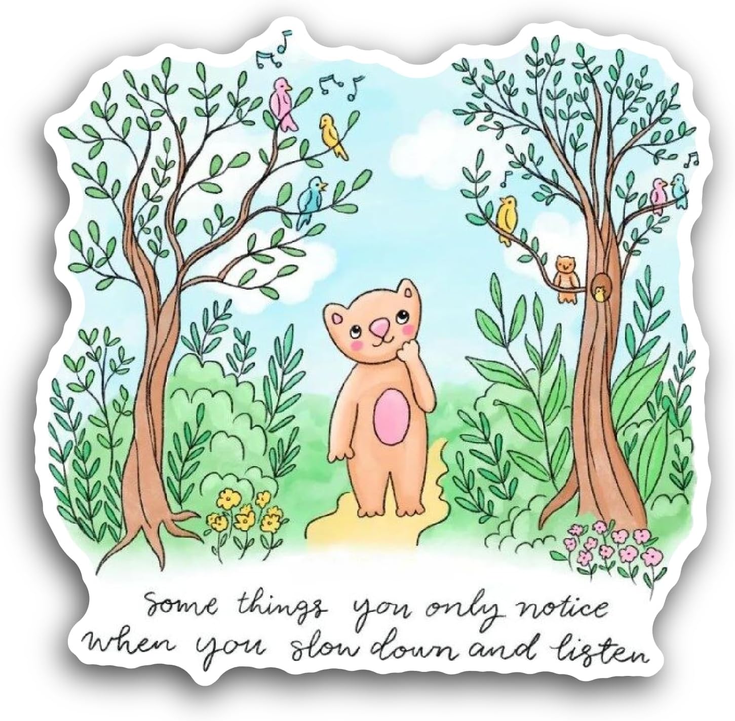 2 (Pieces) 3" and 5" Cute Bear in The Field Sticker, Waterproof Vinyl Decals for Many Purpose Like Cars, Trucks, Laptops, Phones, Windows and More