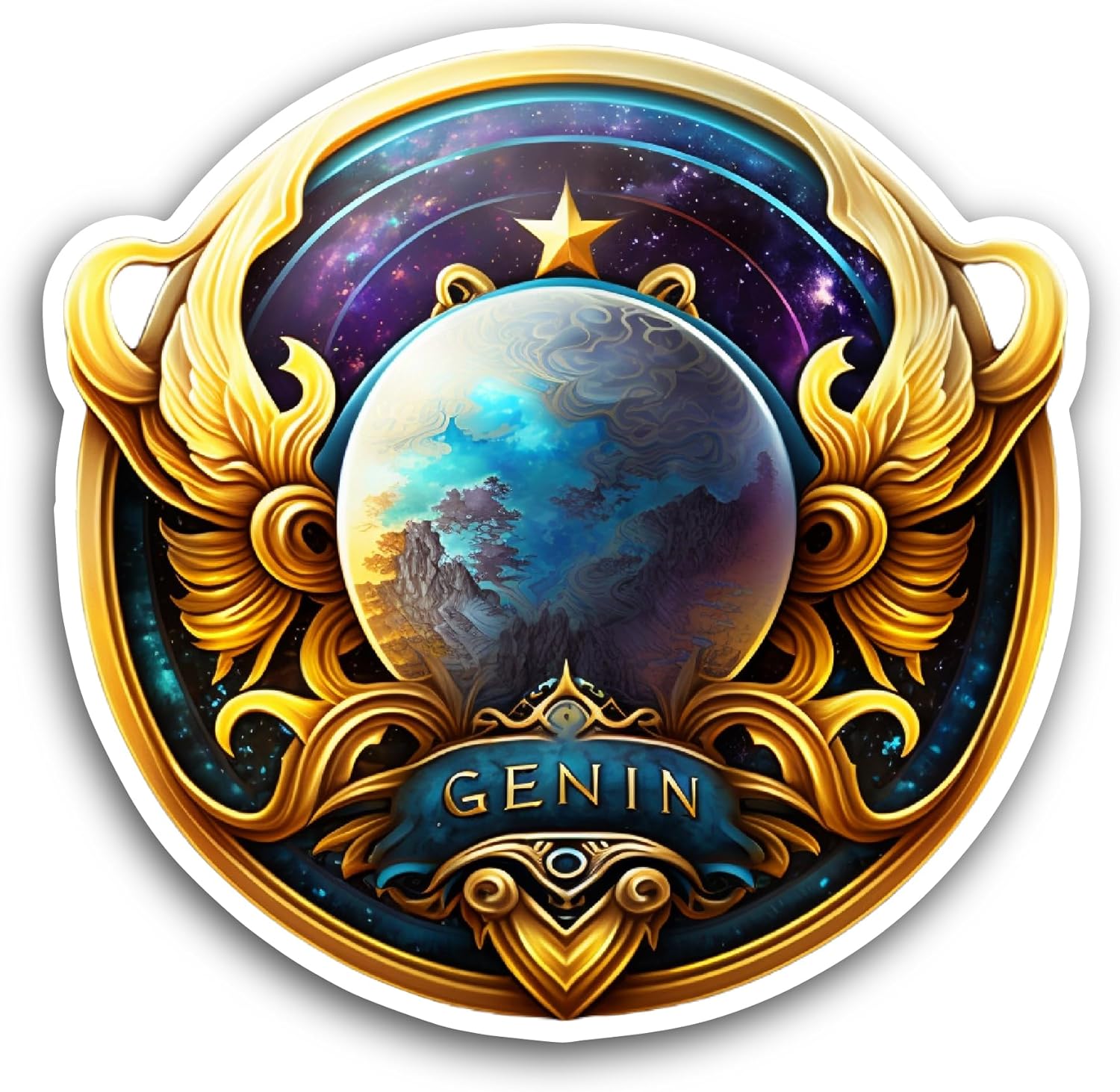 2 (Pieces) 3" and 5" Blue and Gold Earth Globe Sticker, Waterproof Vinyl Decals for Many Purpose Like Cars, Trucks, Laptops, Phones, Windows and More