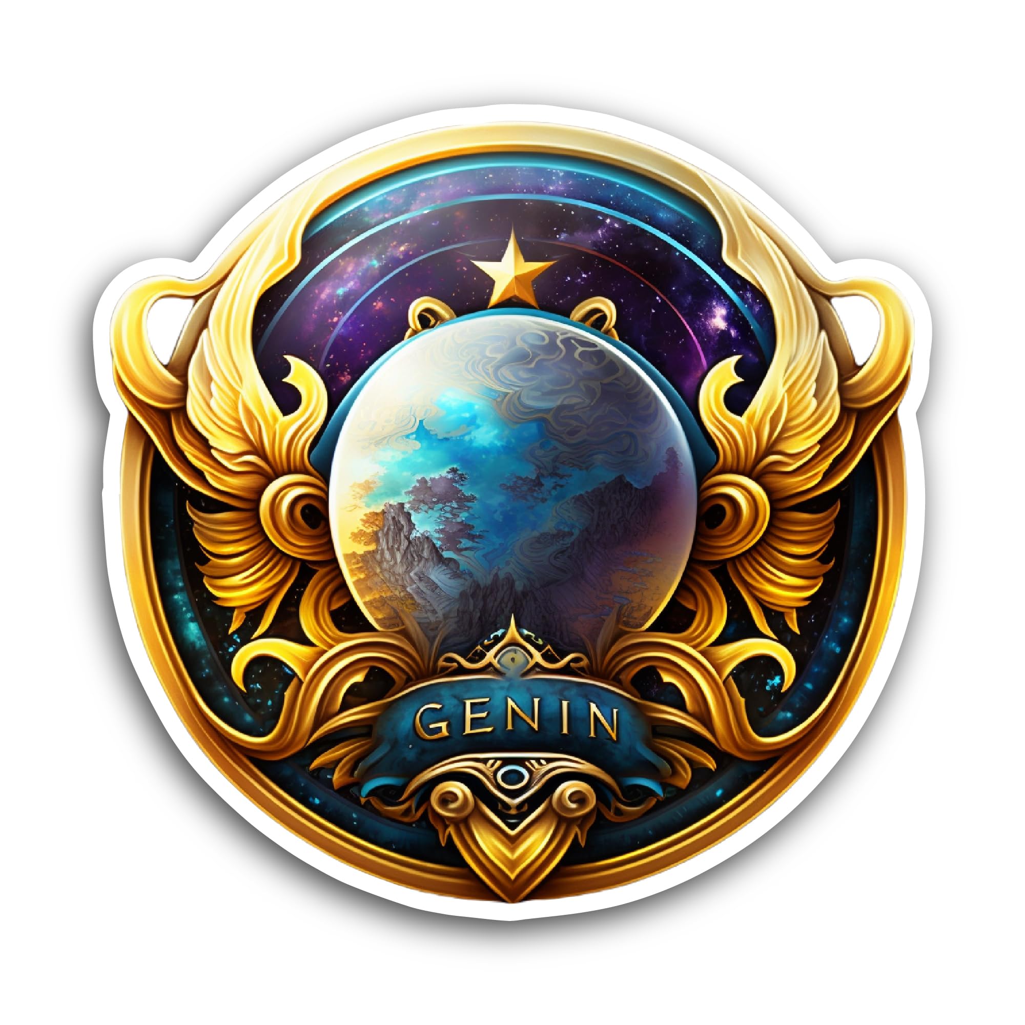 2 (Pieces) 3" and 5" Blue and Gold Earth Globe Sticker, Waterproof Vinyl Decals for Many Purpose Lik