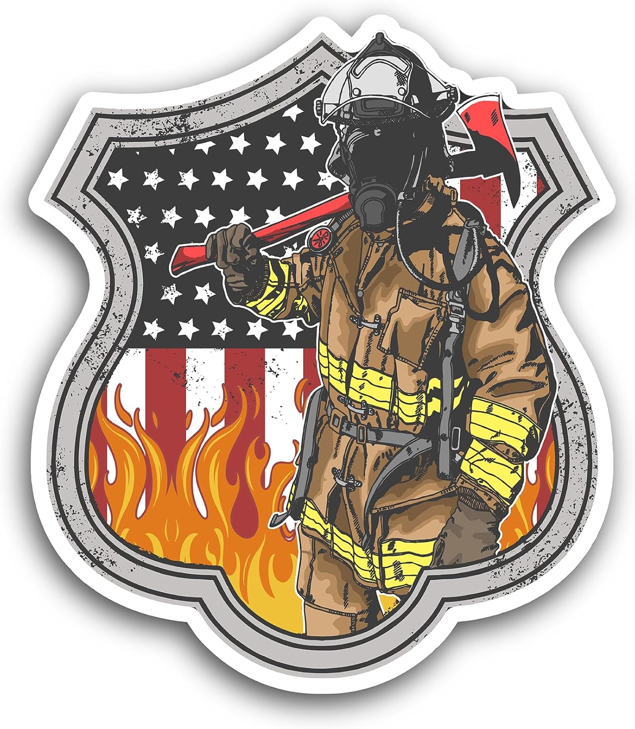 2 (Pieces) 3" and 5" Firefighter Vinyl Decals Sticker, Waterproof Vinyl Decals for Many Purpose Like Cars, Trucks, Laptops, Phones, Windows and More