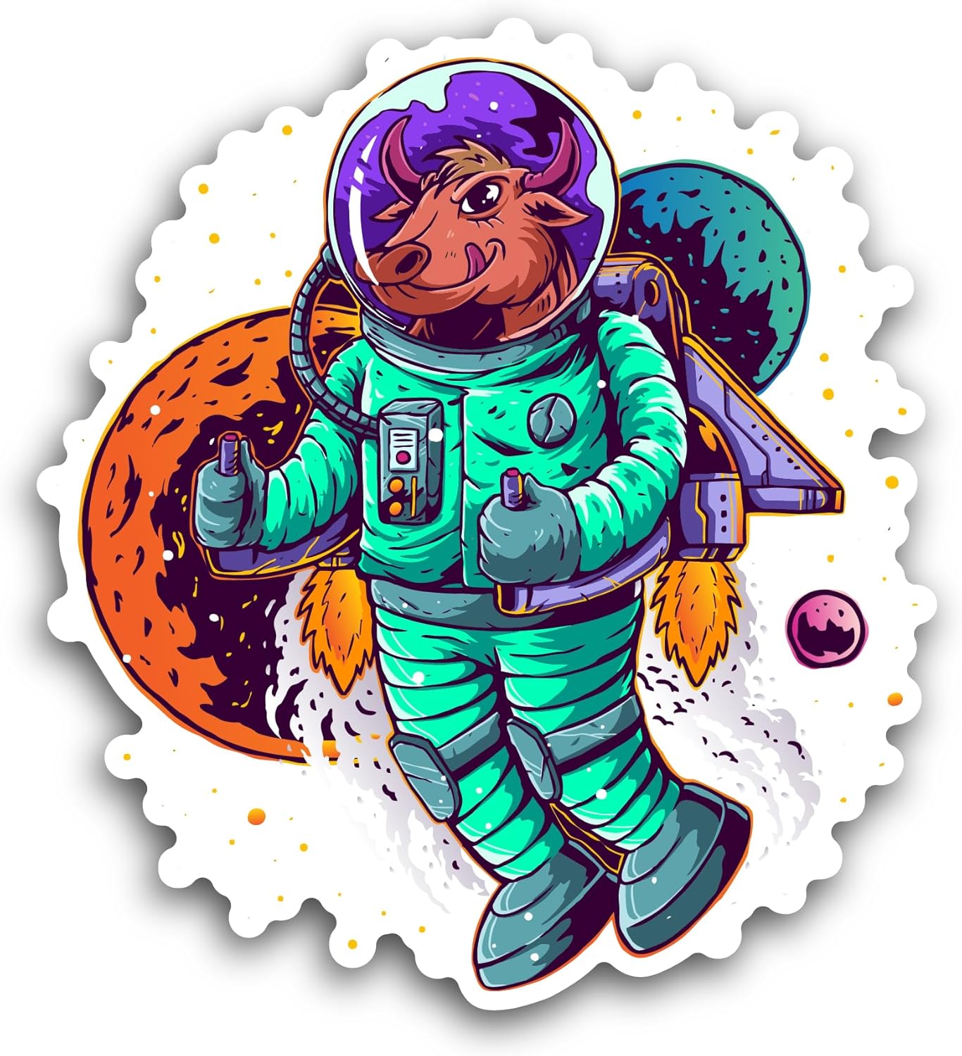 2 (Pieces) 3" and 5" Astronaut and Space Sticker, Waterproof Vinyl Decals for Many Purpose Like Cars, Trucks, Laptops, Phones, Windows and More