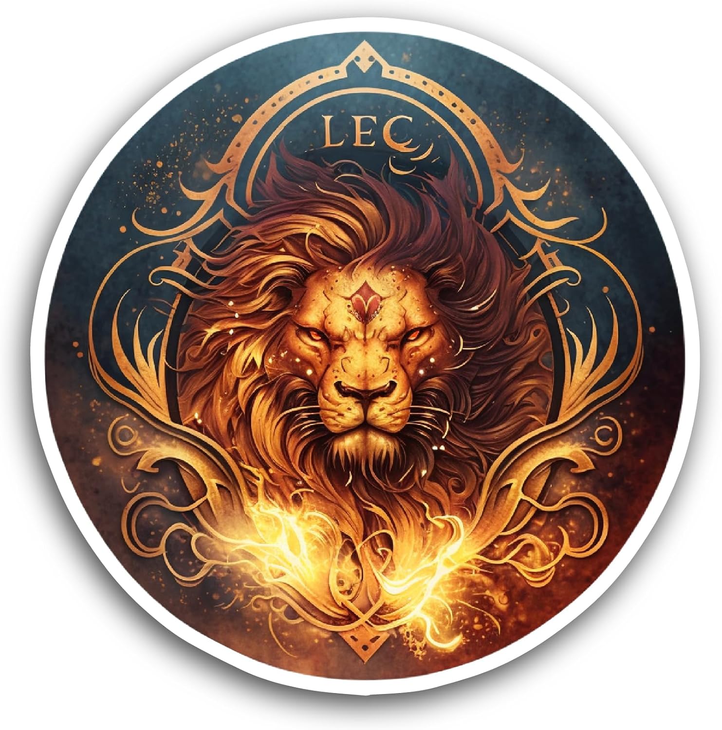 2 (Pieces) 3" and 5" Lion with Fire Sticker, Waterproof Vinyl Decals for Many Purpose Like Cars, Trucks, Laptops, Phones, Windows and More