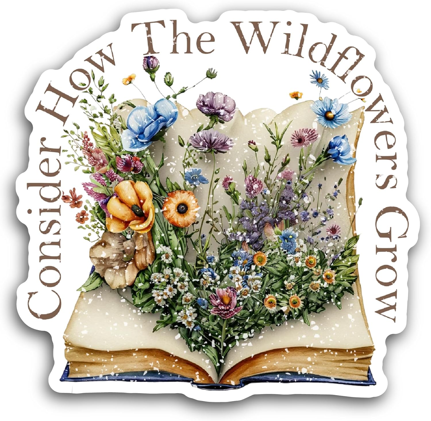 2 (Pieces) 3" and 5" Book with Flowers Sticker, Waterproof Vinyl Decals for Many Purpose Like Cars, Trucks, Laptops, Phones, Windows and More