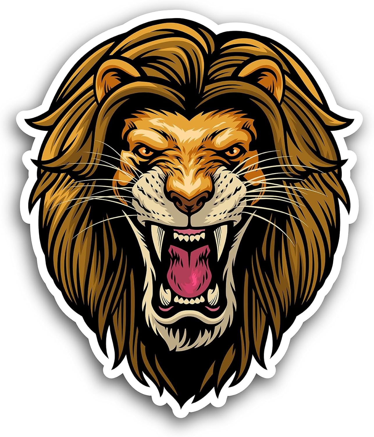 2 (Pieces) 3" and 5" Lion Face Sticker, Waterproof Vinyl Decals for Many Purpose Like Cars, Trucks, Laptops, Phones, Windows and More