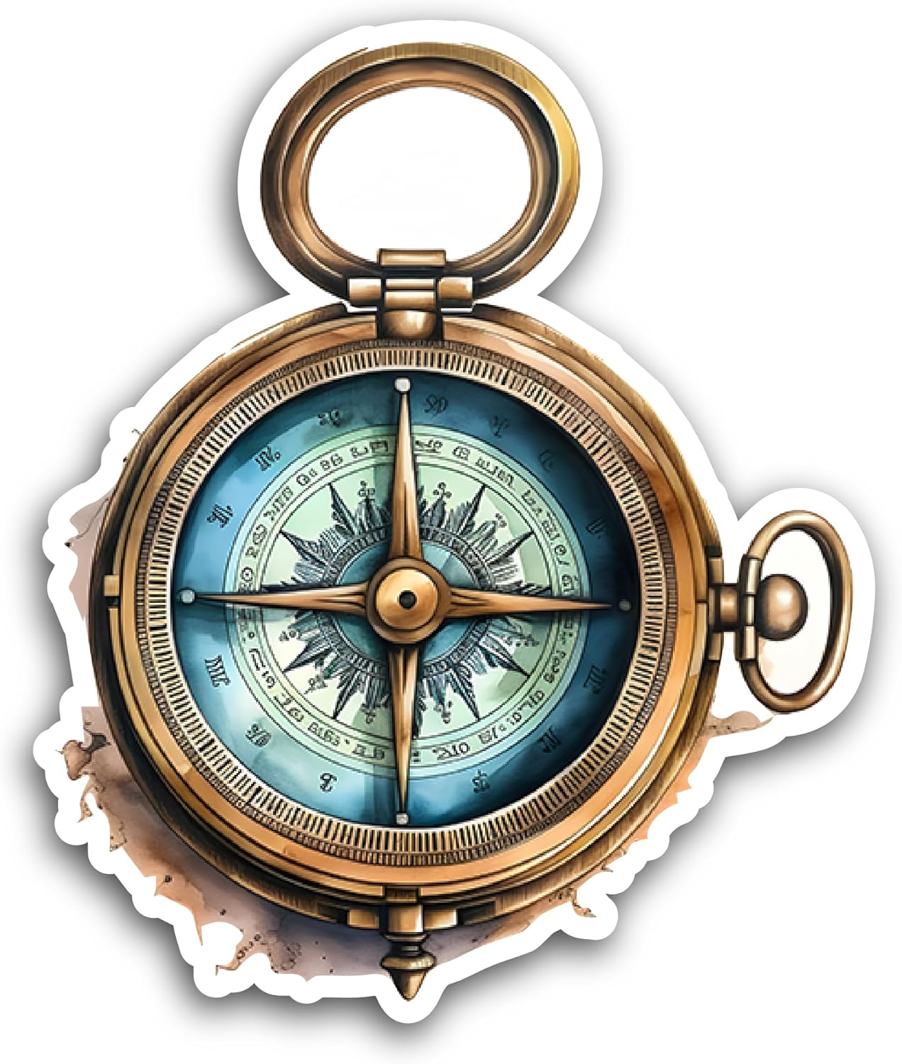 2 (Pieces) 3" and 5" Vintage Compass Art Sticker, Waterproof Vinyl Decals for Many Purpose Like Cars, Trucks, Laptops, Phones, Windows and More