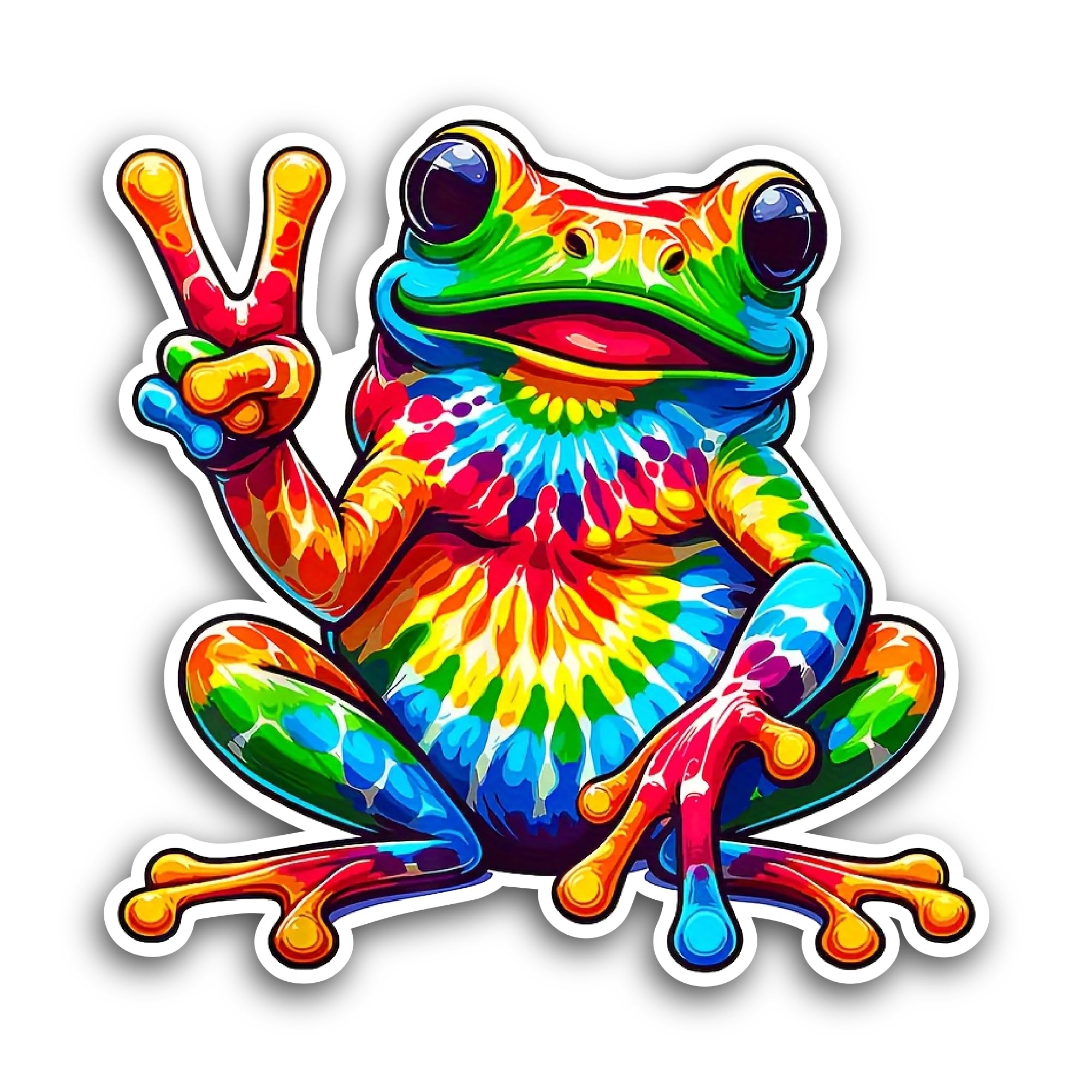 2 (Pieces) 3" and 5" Peace Sign Frog Sticker, Waterproof Vinyl Decals for Many Purpose Like Cars, Tr