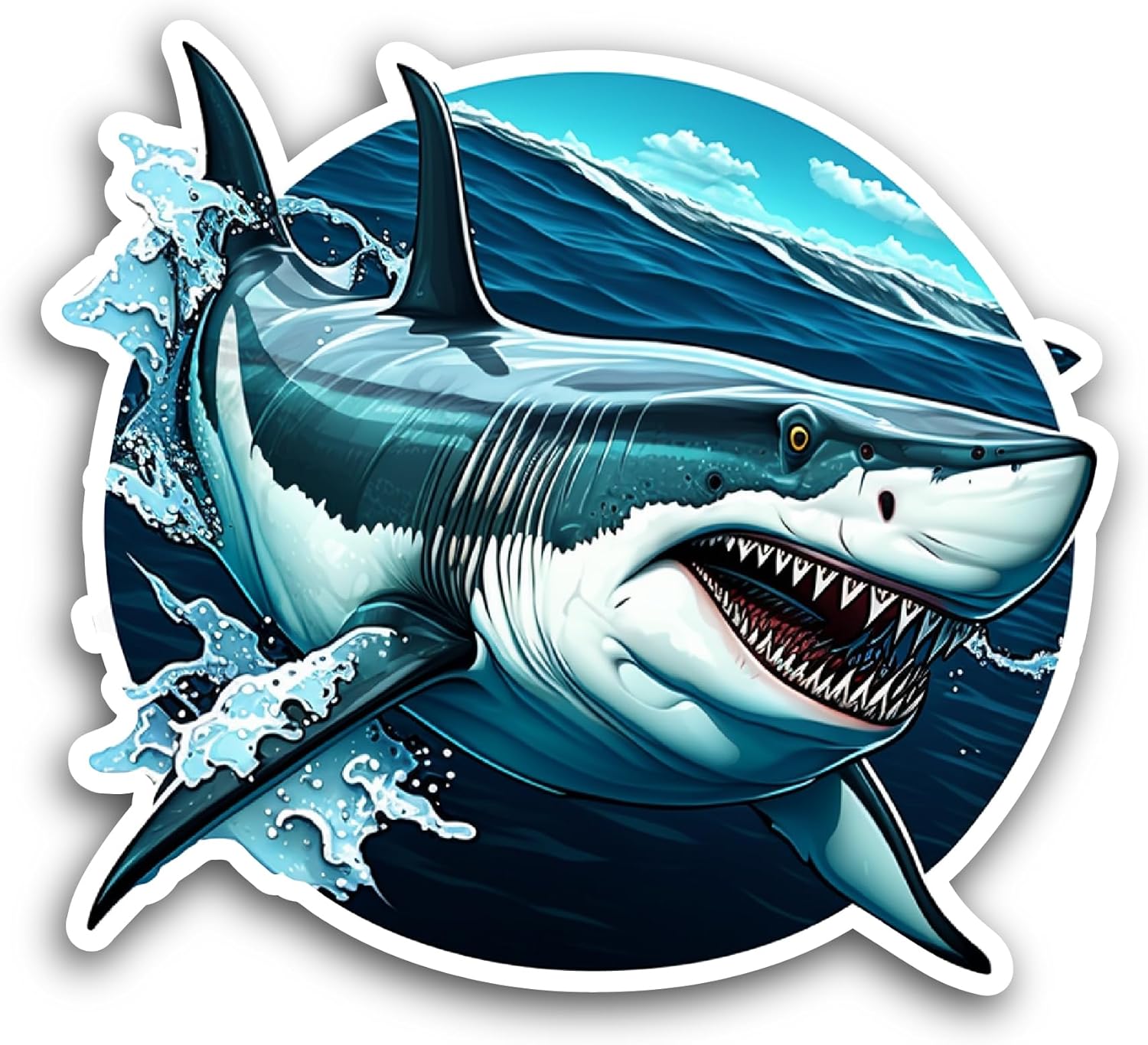 2 (Pieces) 3" and 5" Shark in The Sea Sticker, Waterproof Vinyl Decals for Many Purpose Like Cars, Trucks, Laptops, Phones, Windows and More