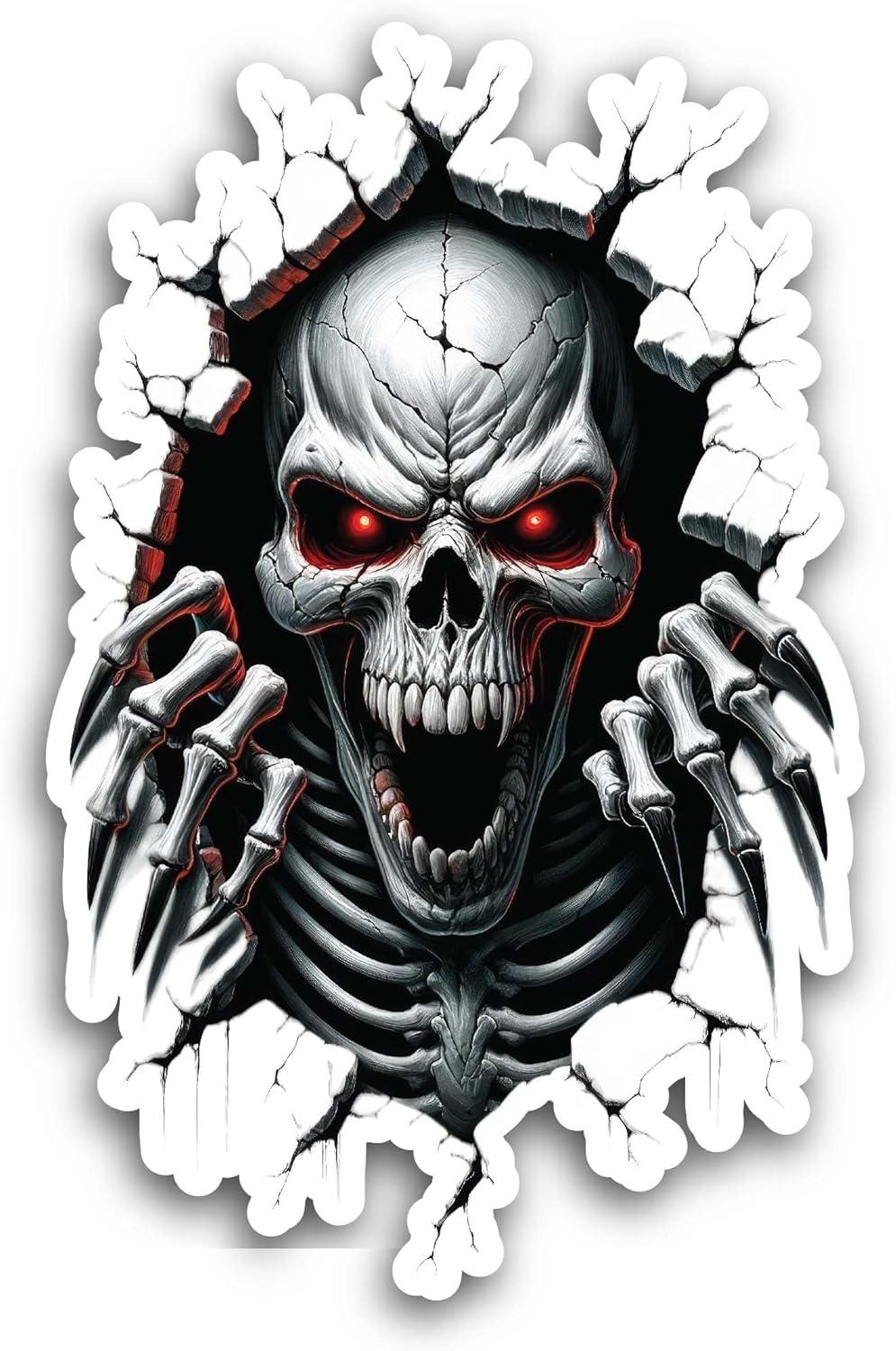 2 (Pieces) 3" and 5" Skelton in Dark Background Sticker, Waterproof Vinyl Decals for Many Purpose Like Cars, Trucks, Laptops, Phones, Windows and More