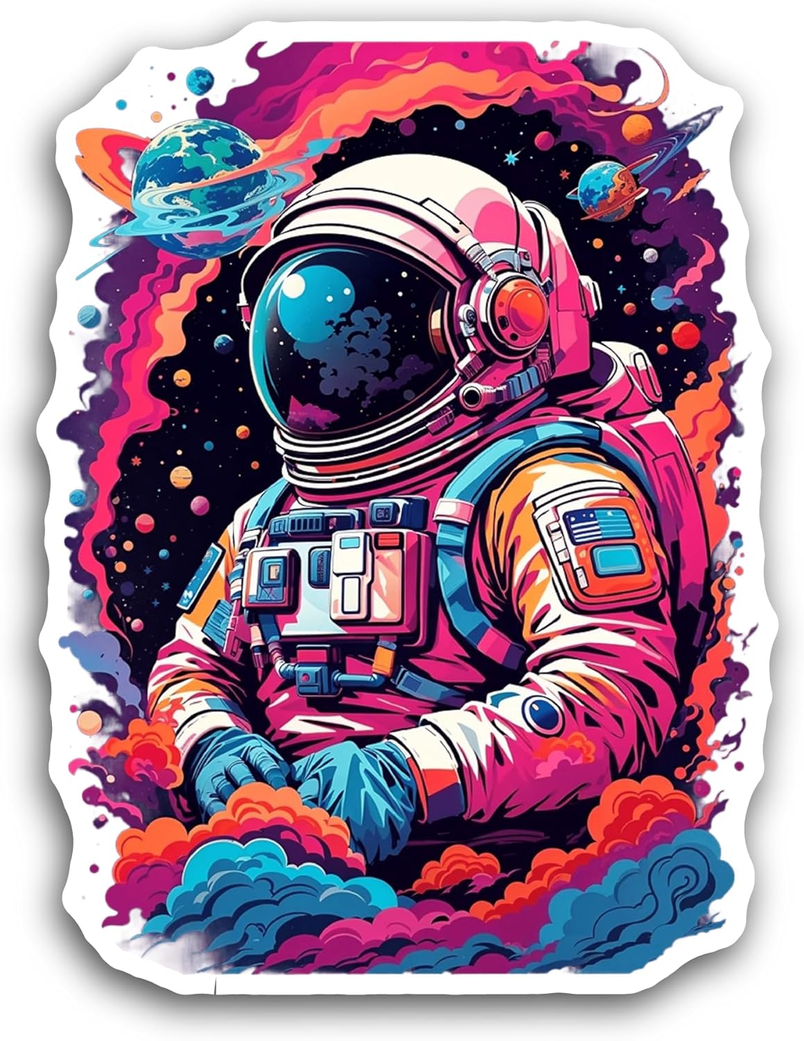 2 (Pieces) 3" and 5" Astronaut Galaxy Sticker, Waterproof Vinyl Decals for Many Purpose Like Cars, Trucks, Laptops, Phones, Windows and More
