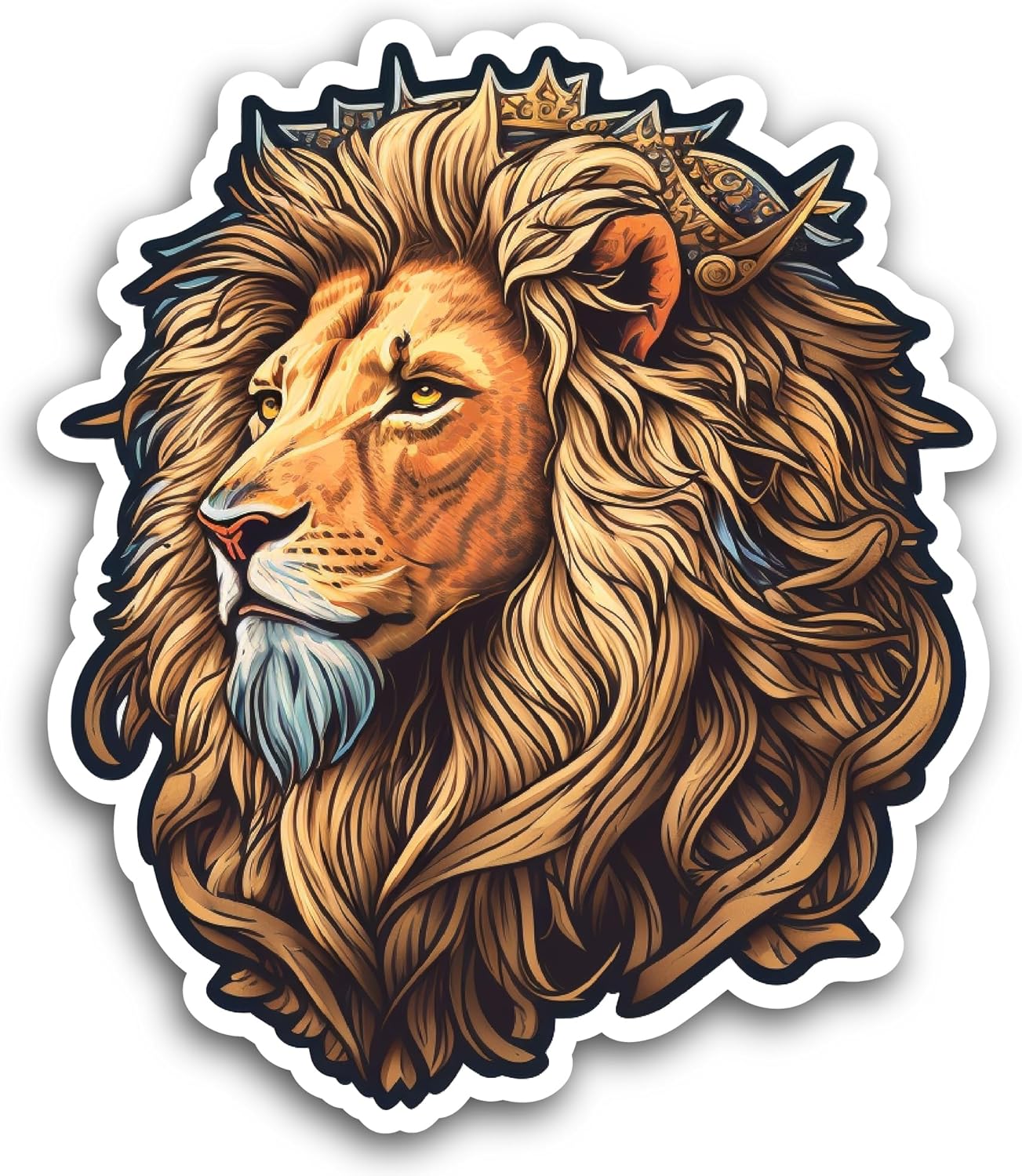 2 (Pieces) 3" and 5" Lion Head Sticker, Waterproof Vinyl Decals for Many Purpose Like Cars, Trucks, Laptops, Phones, Windows and More