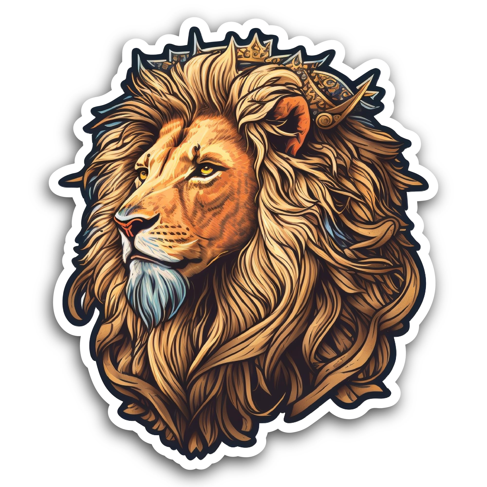 2 (Pieces) 3" and 5" Lion Head Sticker, Waterproof Vinyl Decals for Many Purpose Like Cars, Trucks, 