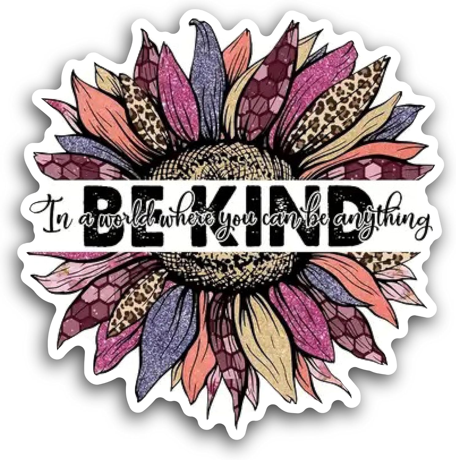 2 (Pieces) 3" and 5" Be Kind Iin a World Where You can be Anything Decal Sticker, Waterproof Vinyl Decals for Many Purpose Like Cars, Trucks, Laptops, Phones, Windows and More