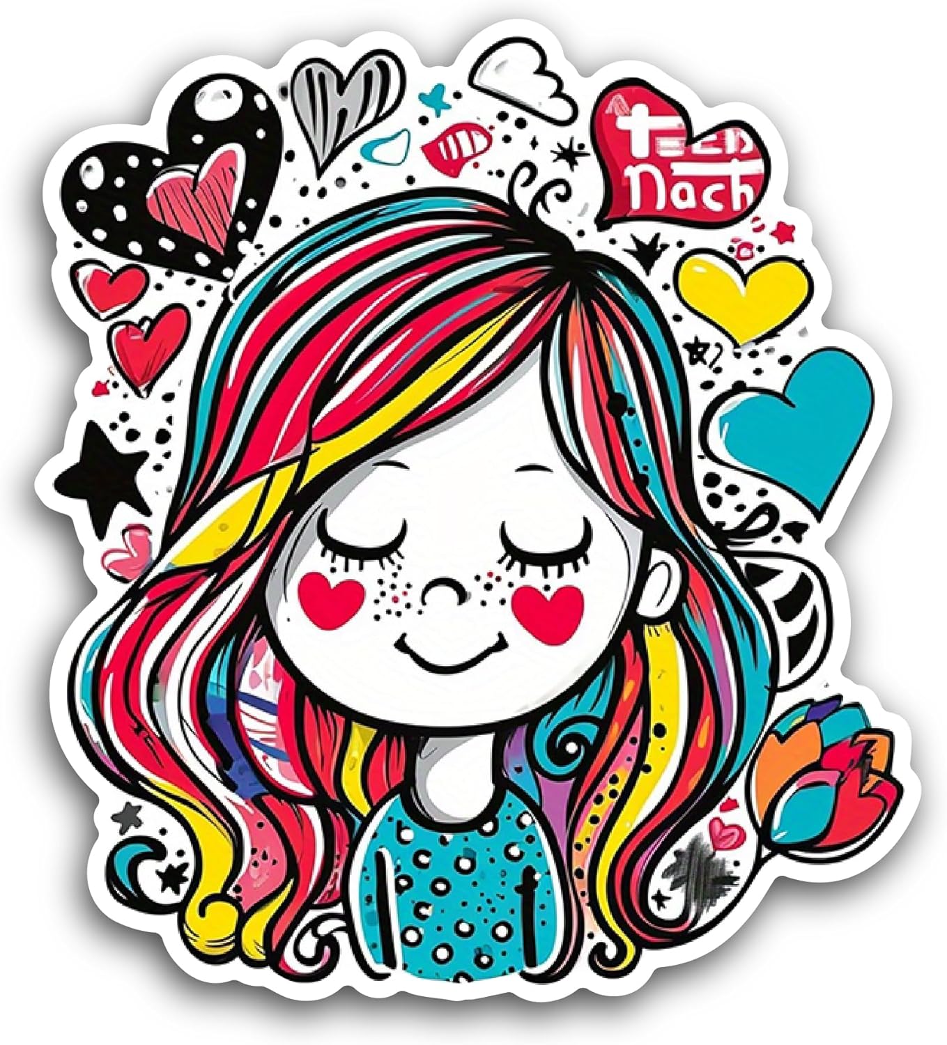 2 (Pieces) 3" and 5" Colorful Girl Sticker, Waterproof Vinyl Decals for Many Purpose Like Cars, Trucks, Laptops, Phones, Windows and More