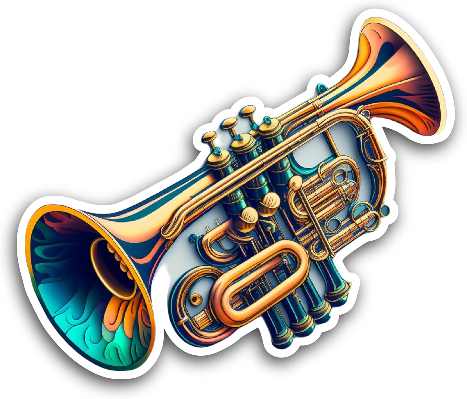 2 (Pieces) 3" and 5" Trumpet Sticker, Waterproof Vinyl Decals for Many Purpose Like Cars, Trucks, Laptops, Phones, Windows and More