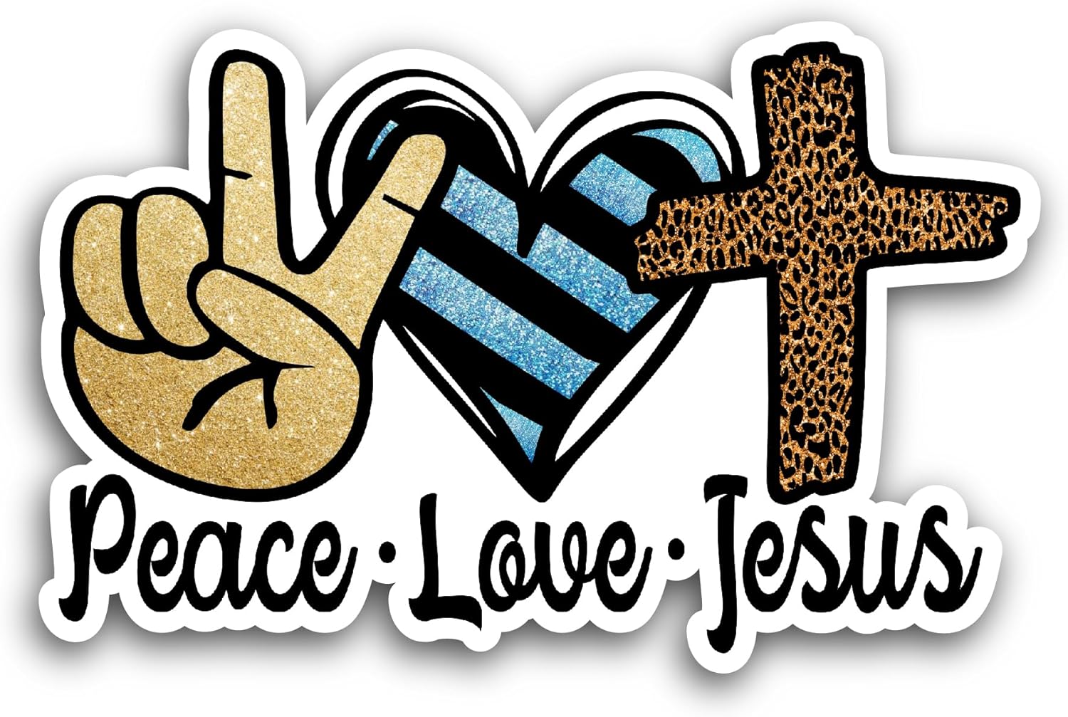 2 (Pieces) 3" and 5" Peace Love Text Sticker, Waterproof Vinyl Decals for Many Purpose Like Cars, Trucks, Laptops, Phones, Windows and More