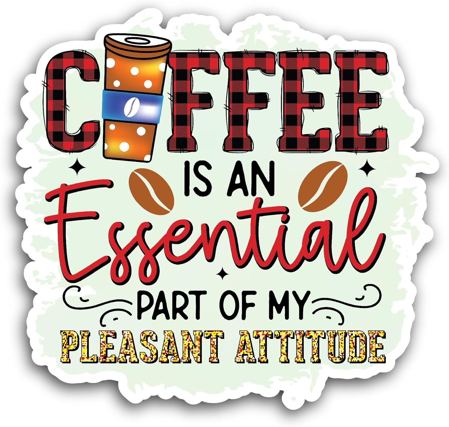2 (Pieces) 3" and 5" Coffee is an Essential Part Sticker, Waterproof Vinyl Decals for Many Purpose Like Cars, Trucks, Laptops, Phones, Windows and More
