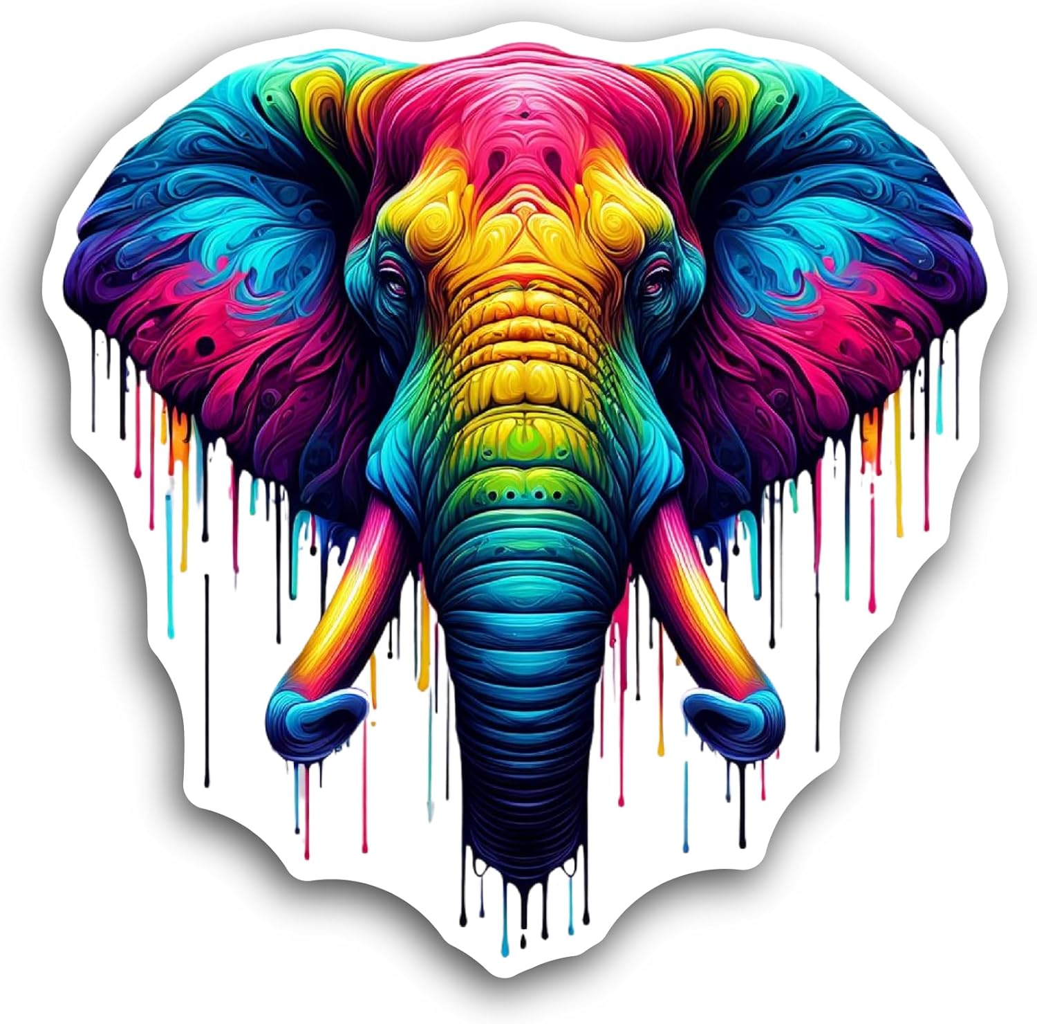 2 (Pieces) 3" and 5" Elephant Face Sticker, Waterproof Vinyl Decals for Many Purpose Like Cars, Trucks, Laptops, Phones, Windows and More