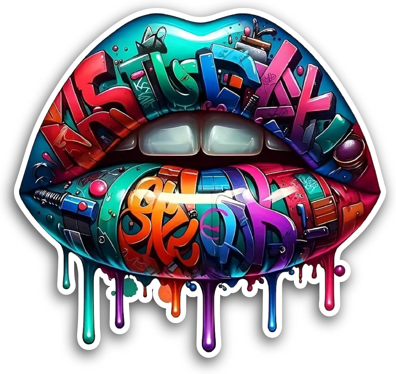 2 (Pieces) 3" and 5" Bright Color Lips Sticker, Waterproof Vinyl Decals for Many Purpose Like Cars, Trucks, Laptops, Phones, Windows and More